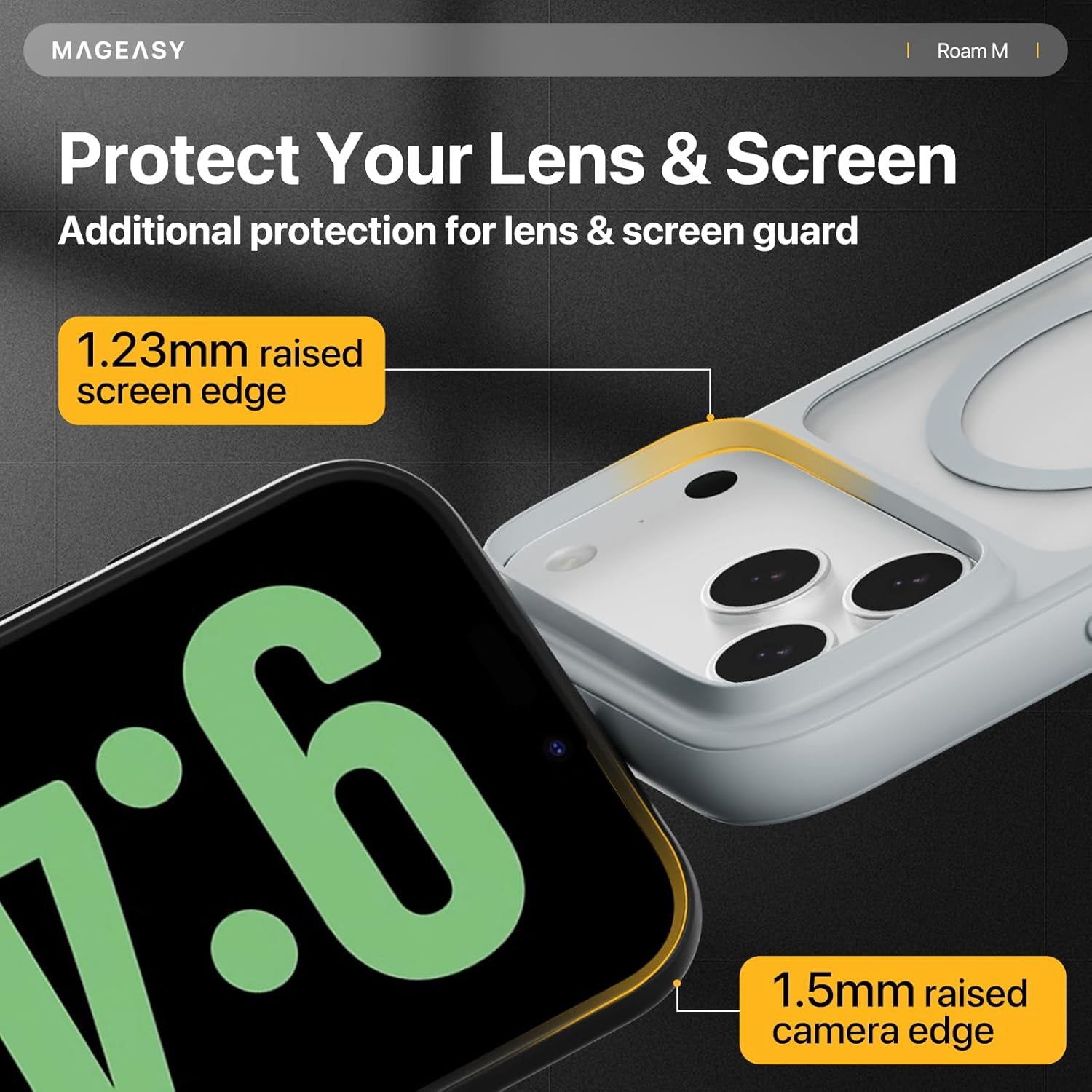 MAGEASY Designed for Iphone 17 with Neck Strap, 16Ft Drop Protection Compatible with Magsafe | Roam M (Clear) image number 1