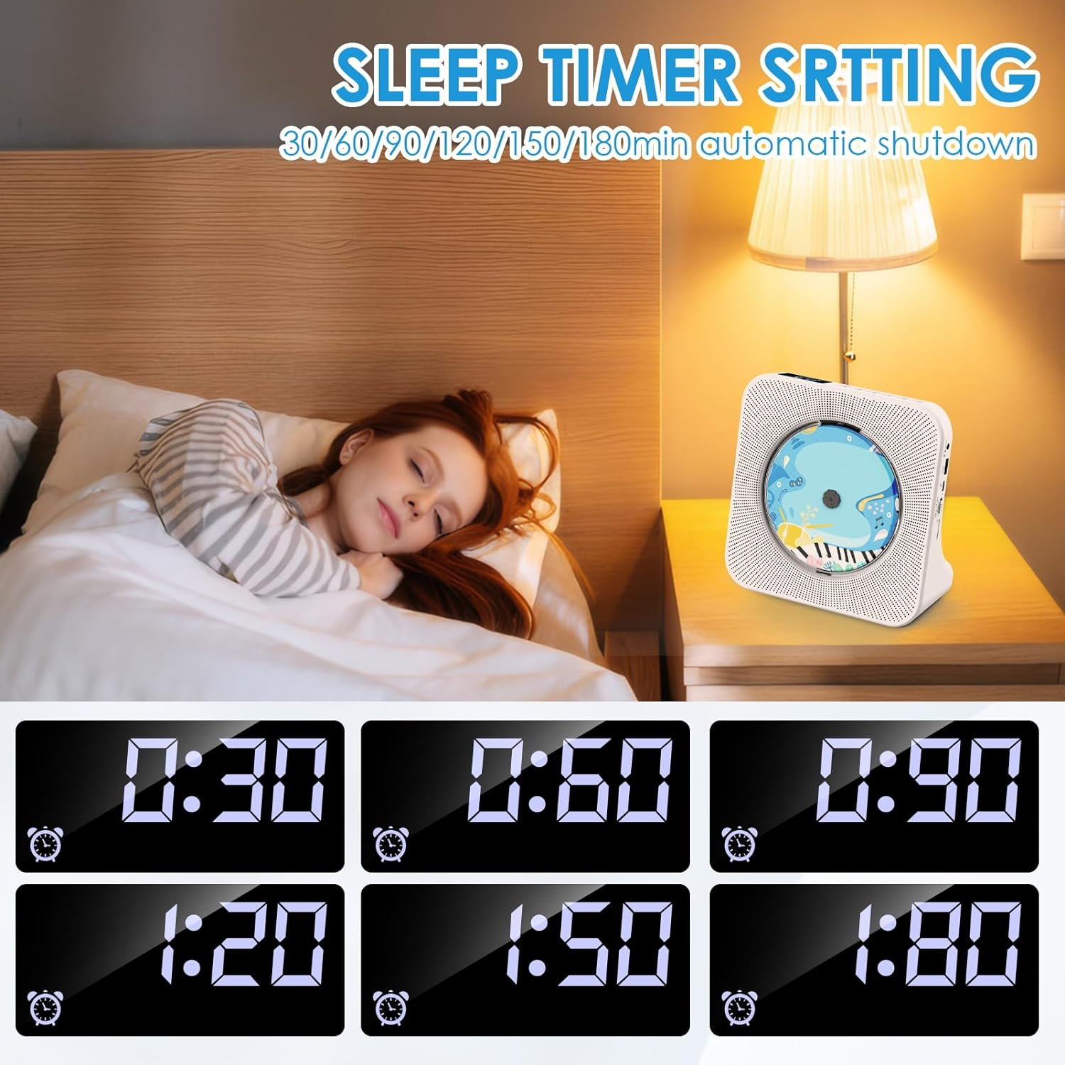 Qoosea CD Player Bluetooth Desktop CD Player with Speakers Portable CD Players for Home Kpop CD Player Bluetooth Receiver and Transmitter with LED Screen AUX Port FM Radio USB Port IR Remote Control image number 4