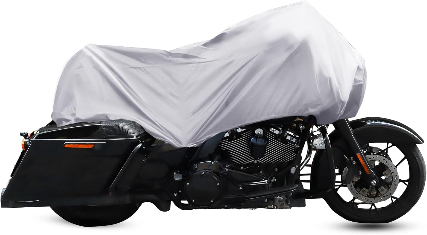 X AUTOHAUX Motorcycle Cover Lightweight Half Cover Outdoor Waterproof Rain Dust Protector Silver Tone L Size for Most Full Dress Touring Cruiser image number 5