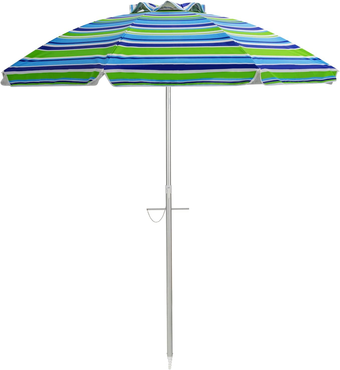 Costway 198Cm Beach Umbrella W/Sand Anchor, Outdoor Patio Umbrella W/Push Button Tilt & UPF 50+ Protection, Portable Sunshade Umbrella W/Carry Bag for for Beach Patio Garden Outdoor