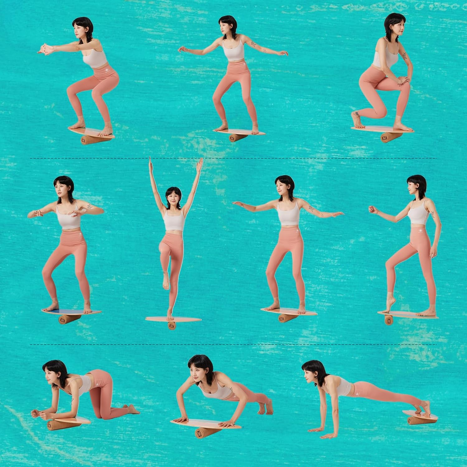 XCMAN Surf Balance Board Trainer with Roller Wooden Exercise Balancing Stability Trainer - Non Slip Surface for Adults Kids|Balance Board for Surfing,Snowboarding,Skateboarding,Hockey,Yoga Training image number 4