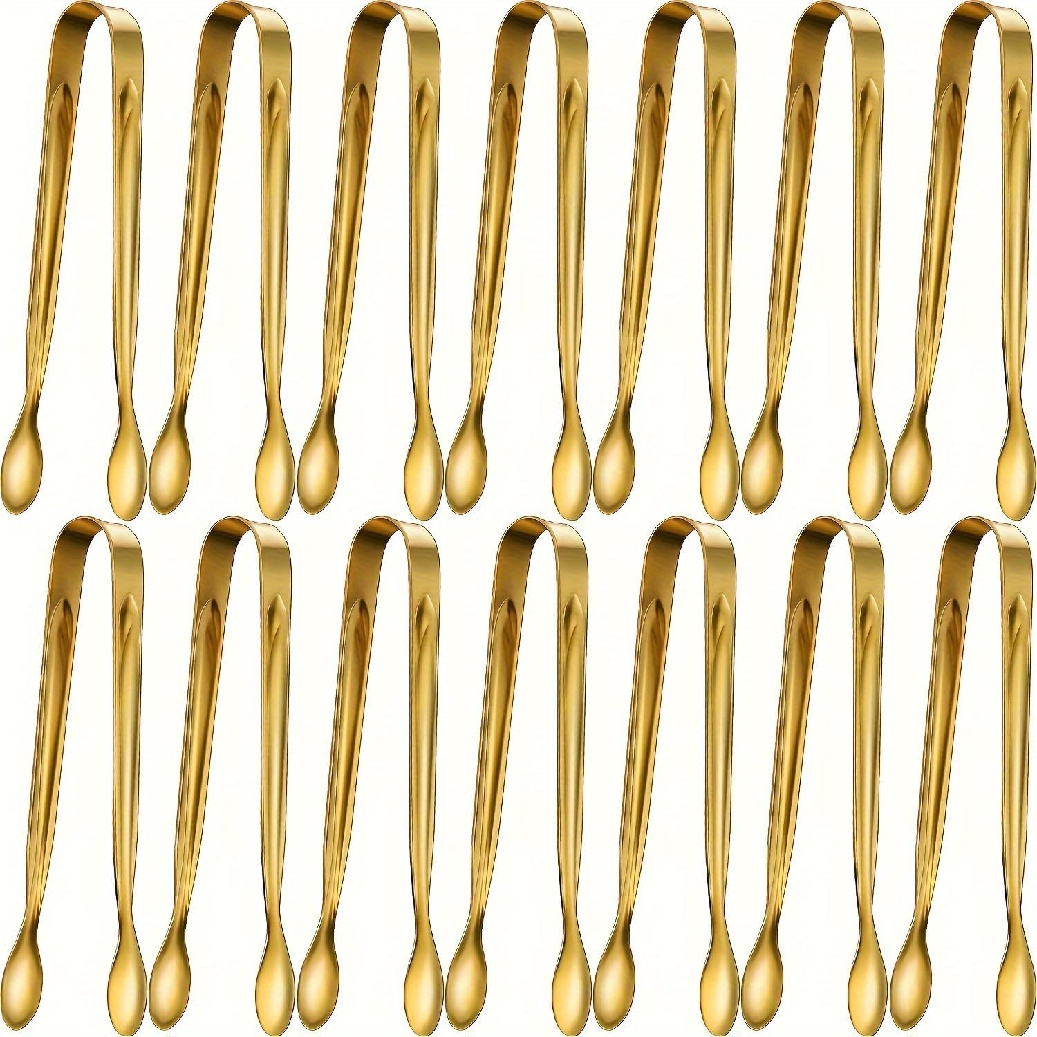14 Pack Stainless Steel Mini Tongs for Tea Party Coffee Bar Catering &ndash; Small Buffet Tongs with Gold Finish for Sugar and Food Serving Utensils image number 2