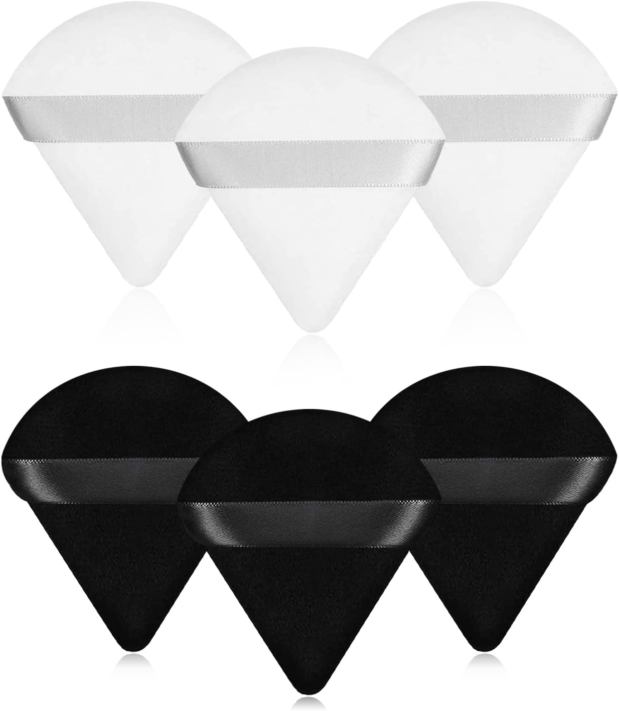 6 Pcs Powder Puff Face Soft Triangle Makeup Velour Powder Puffs for Loose Powder Mineral Powder Body Powder Cosmetic Foundation Wedge Shape Puff Beauty Powder Wet and Dry Use Makeup Tool-Black