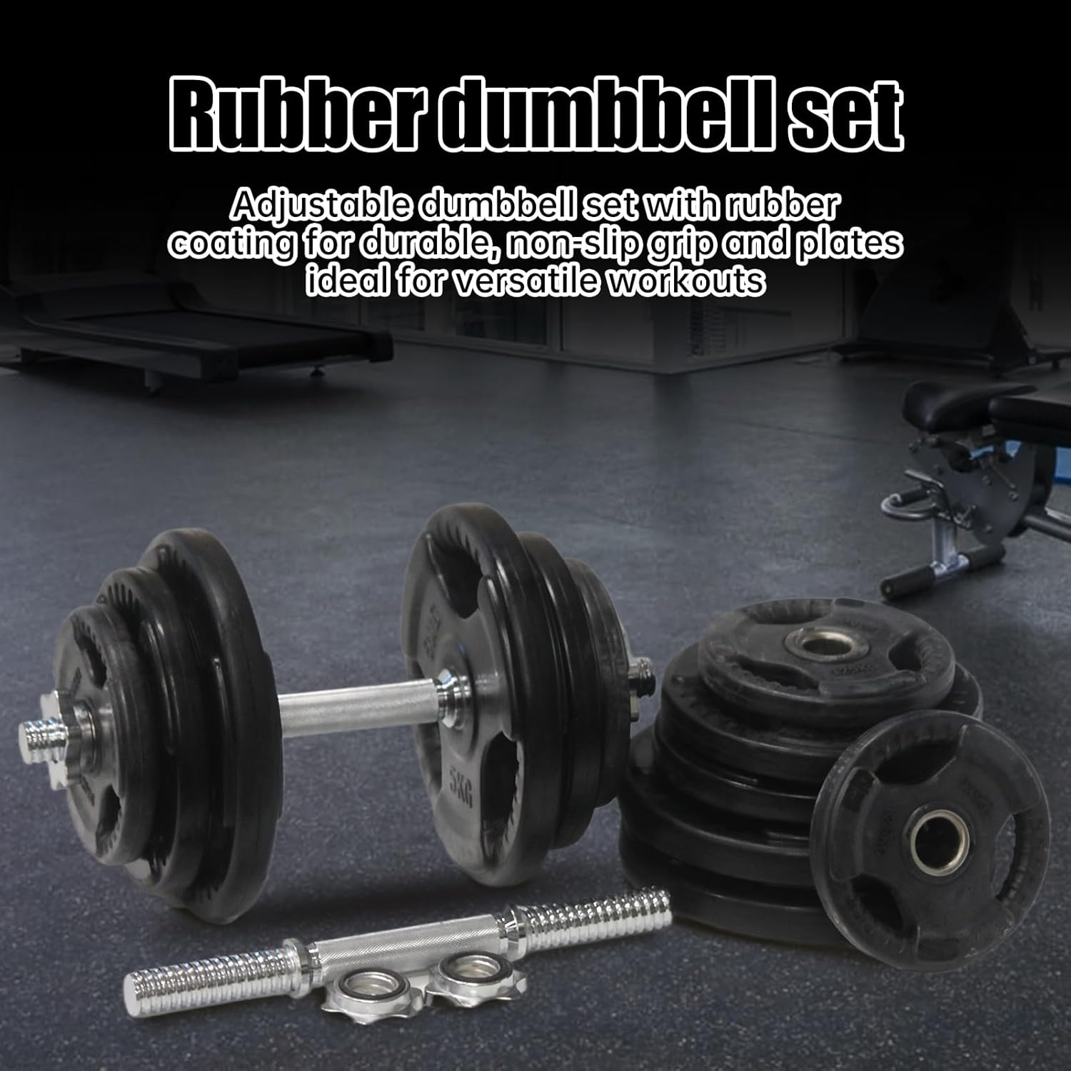 Adjustable Dumbbells Pair, 20KG-60KG Combined Weight, Premium Rubber Weights Set for Full Body Workout, Anti-Roll & Non-Slip Grip Home Fitness Equipment, Quiet & Floor-Safe Gym Weights - 40 Kg Dumbbells Set image number 4