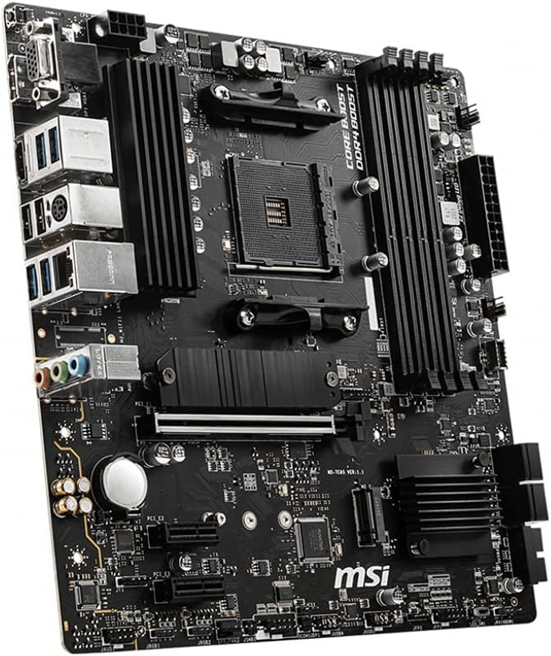 MSI B550M PRO-VDH Motherboard M-ATX - Supports AMD Ryzen 3Rd Gen Processors, AM4, DDR4 Boost (4400Mhz/Oc), 1 X Pcie 4.0/3.0 X16, 1 X M.2 Gen4 X4, 1 X M.2 Gen3 X4, Gigabit LAN