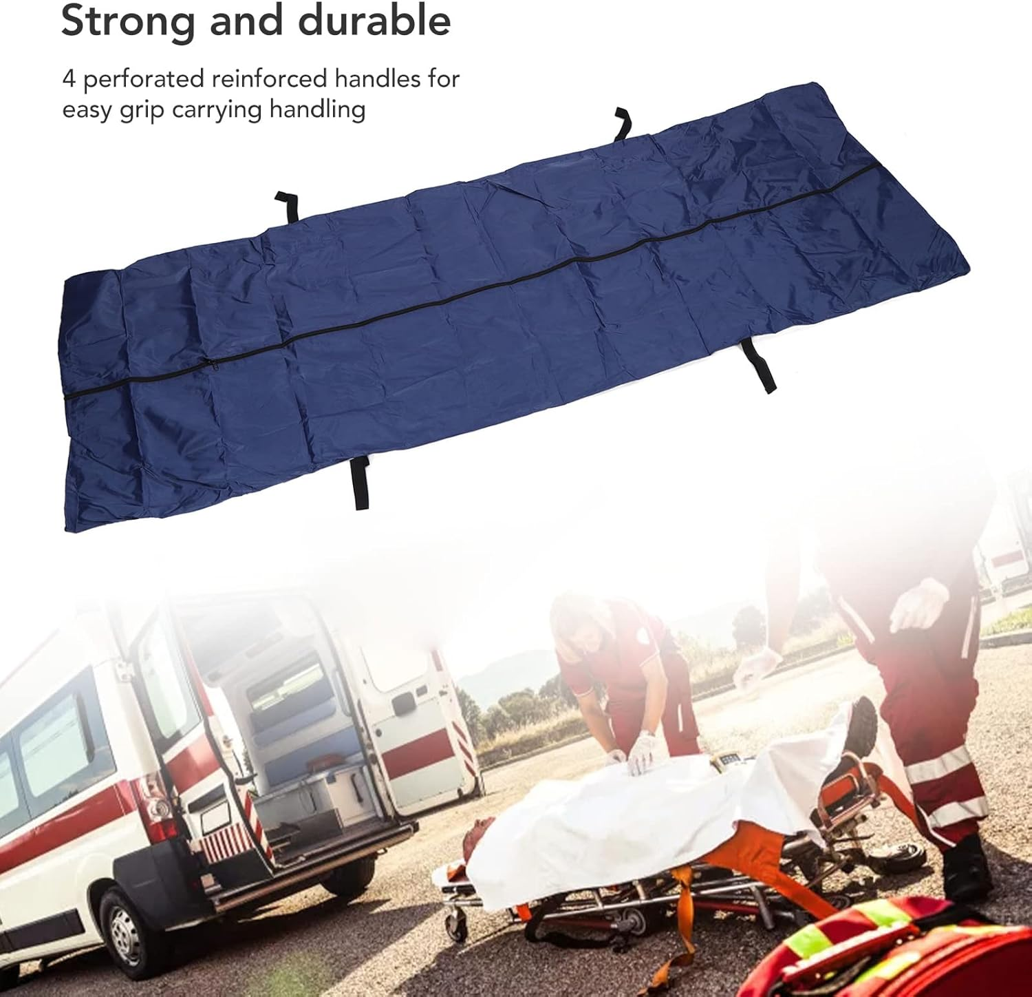 Cadaver Bag, Emergency Body Storage Bag, Thickened Leak Proof Corpse Bag, Silver Coated Oxford Waterproof Bags with 4 Handles, Reusable for Corpse Storage and Transportation (210 * 75CM) image number 6