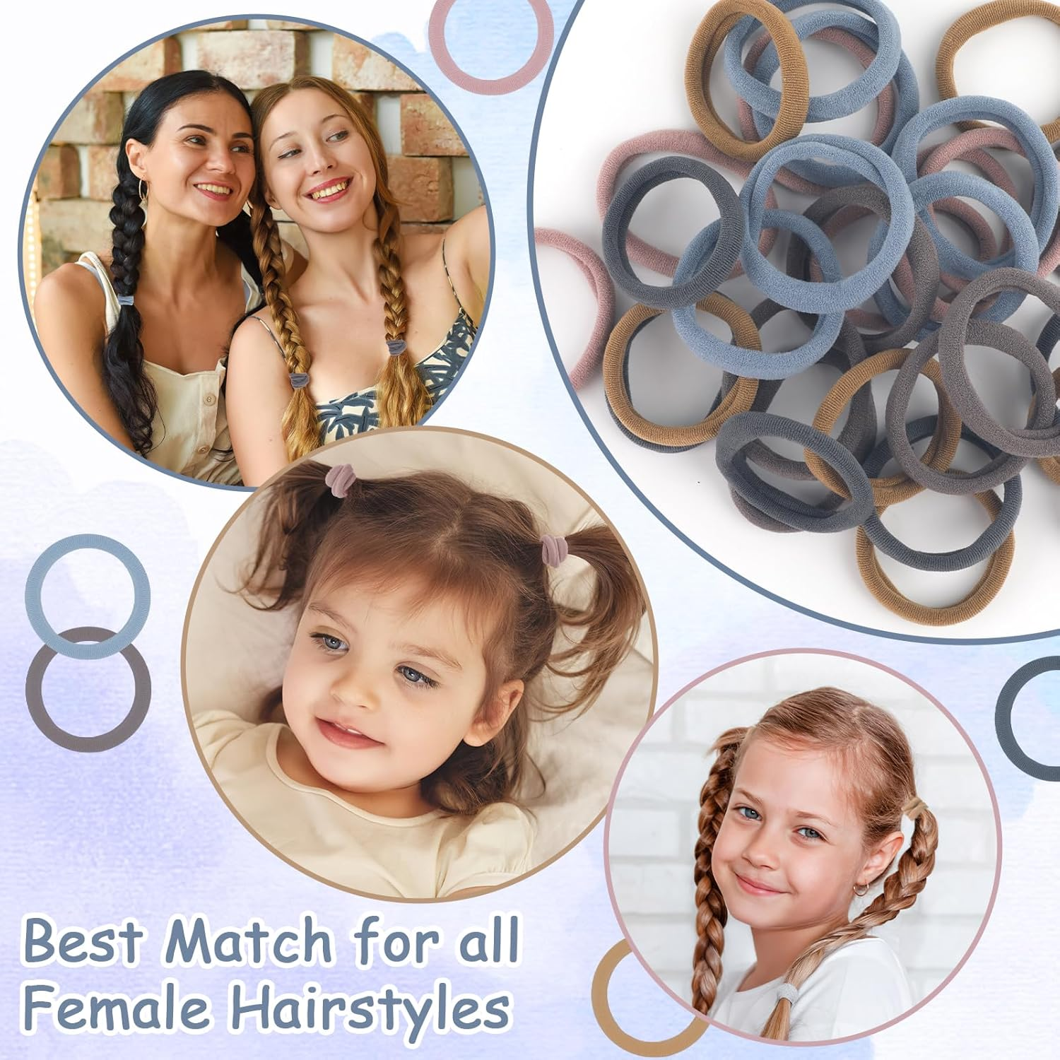 Pack of 30 Hair Bobbles Girls Colourful Hair Bobbles Women Colourful Elastic Cable Bobbles Girls Nylon Soft Hair Scrunchies for Girls Women Thick Curly Straight Hair (E-Morandi)