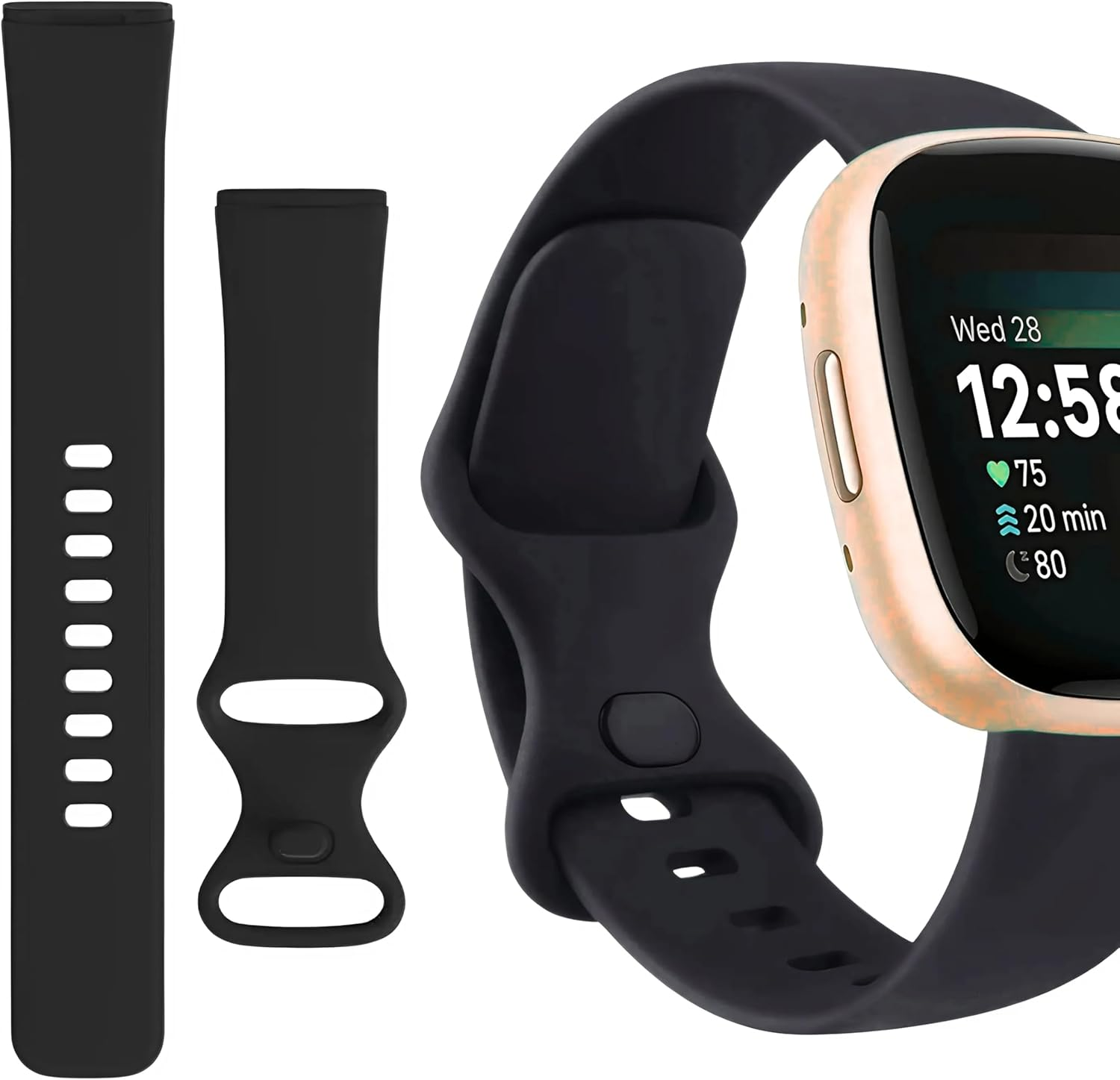 EZONEDEAL Band Strap for Fitbit Versa 3/Sense Strap Replacement Bands in Soft Silicone, Sweat Resistant