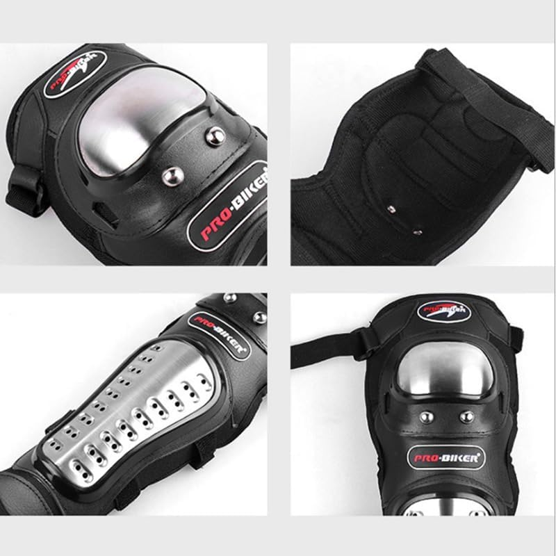 4 PCS Motorcycle Knee Elbow Pads for Adults, Adjustable Guards, Cycling Knee Elbow Protectors with Stainless Steel and Buffer Lining for Motorbike image number 2