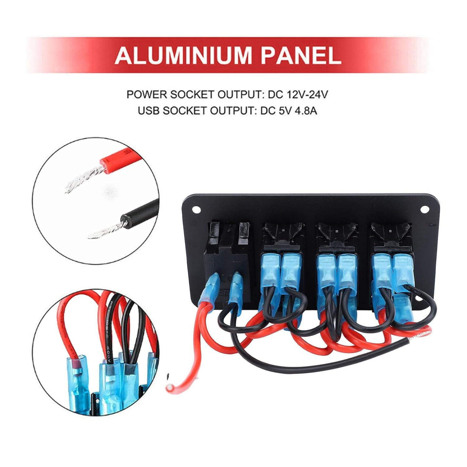 3 Gang Multi-Function Rocker Switch Box, Dual USB + Digital Volmeter, 12V 24V 5 Pin On/Off Pre-Wired Rocker Switch Panel for RV Car Boat Truck Trailer (Blue Light) image number 5