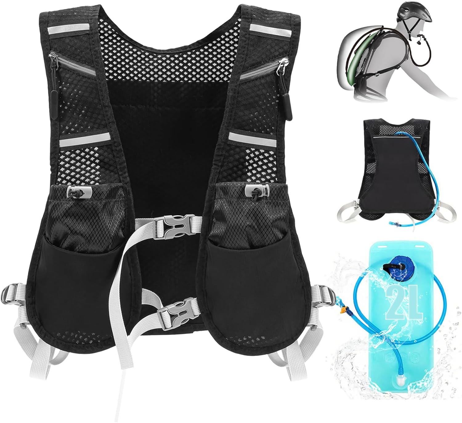 Running Vest, Running Backpacks Lightweight with 2L Water Bladder, Running Hydration Vest Hydration Backpack for Men & Women Trail Running, Cycling, Hiking & Marathons image number 2
