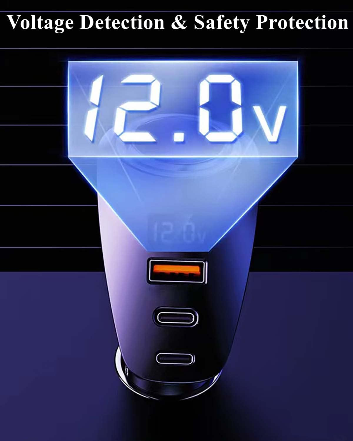 [PD36W&QC22.5W] Car Charger Adapter, 5 in 1 USB Car Phone Charger Multi Port, [Voltage Display] 12V/24V Car Adapter Compatible with Iphone 16/15/14/13/12/11/X,Ipad,Macbook,Samsung S22/S21, Etc image number 2