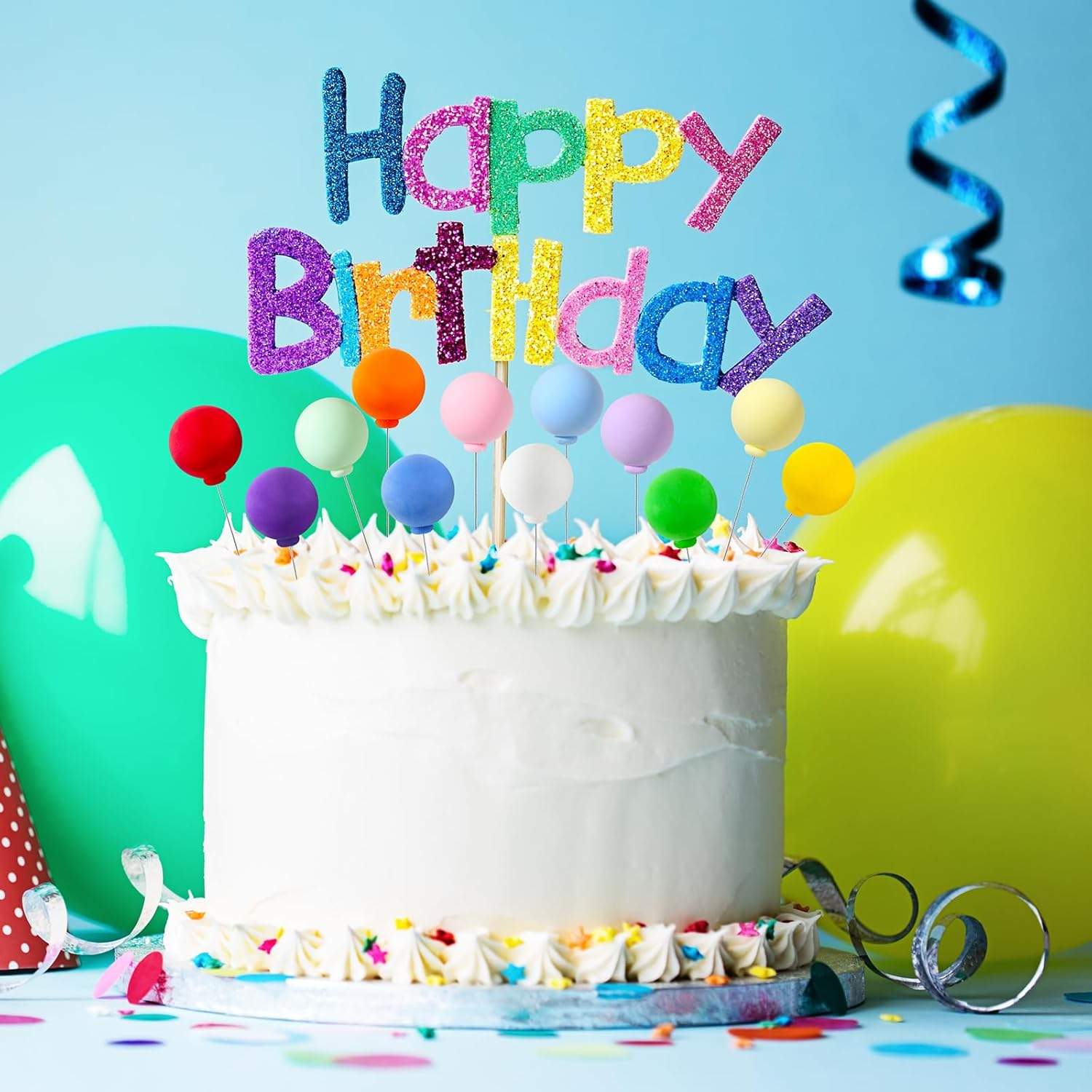 Sieral 60 Pcs Mini Balloon Cake Toppers Rainbow round Balls Cupcake Toppers for Birthday Baby Shower Wedding Party Decorations, 12 Colors image number 5