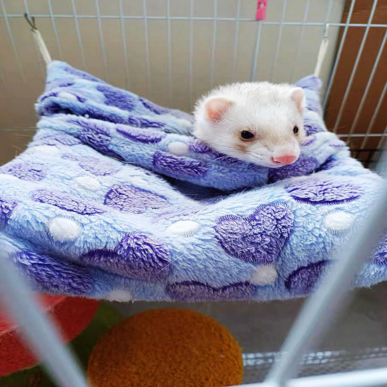 ISMARTEN Small Animal Hanging Hammock, Pet Hanging Nap Sack Sleep Bag Bed, Cage Hammock Beds for Ferret Guinea-Pig Sugar Glider Hamster Rat Mice Chinchilla Flying Gerbil and Squirrel (Green) - Coffee image number 2