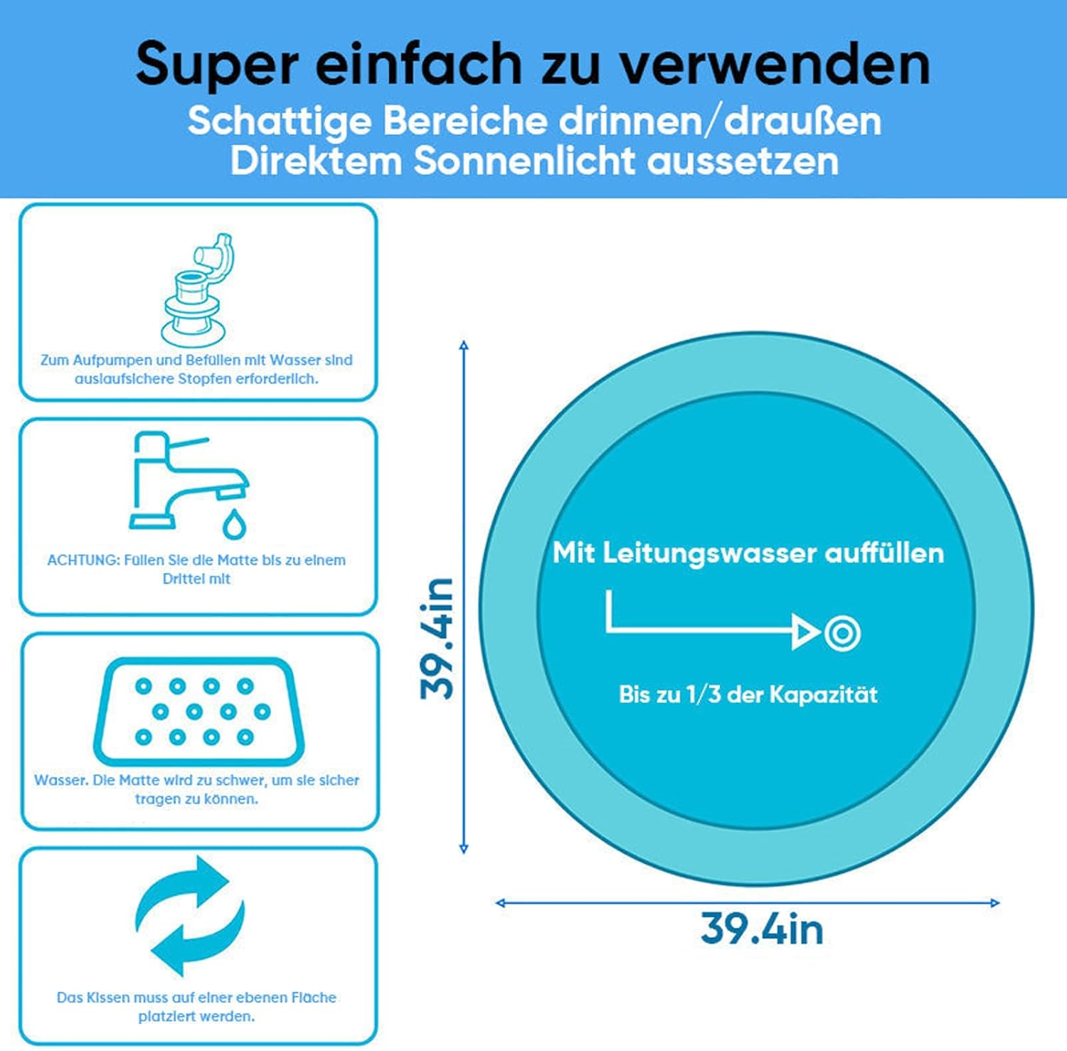 100 Cm Sensory Water Play Mat, Water Sensor Pad for Pets, Sea World Sensory Water Mat for Cats, Dogs, Large Inflatable Water Mat, Summer Interactive Water Toy for Pets image number 1