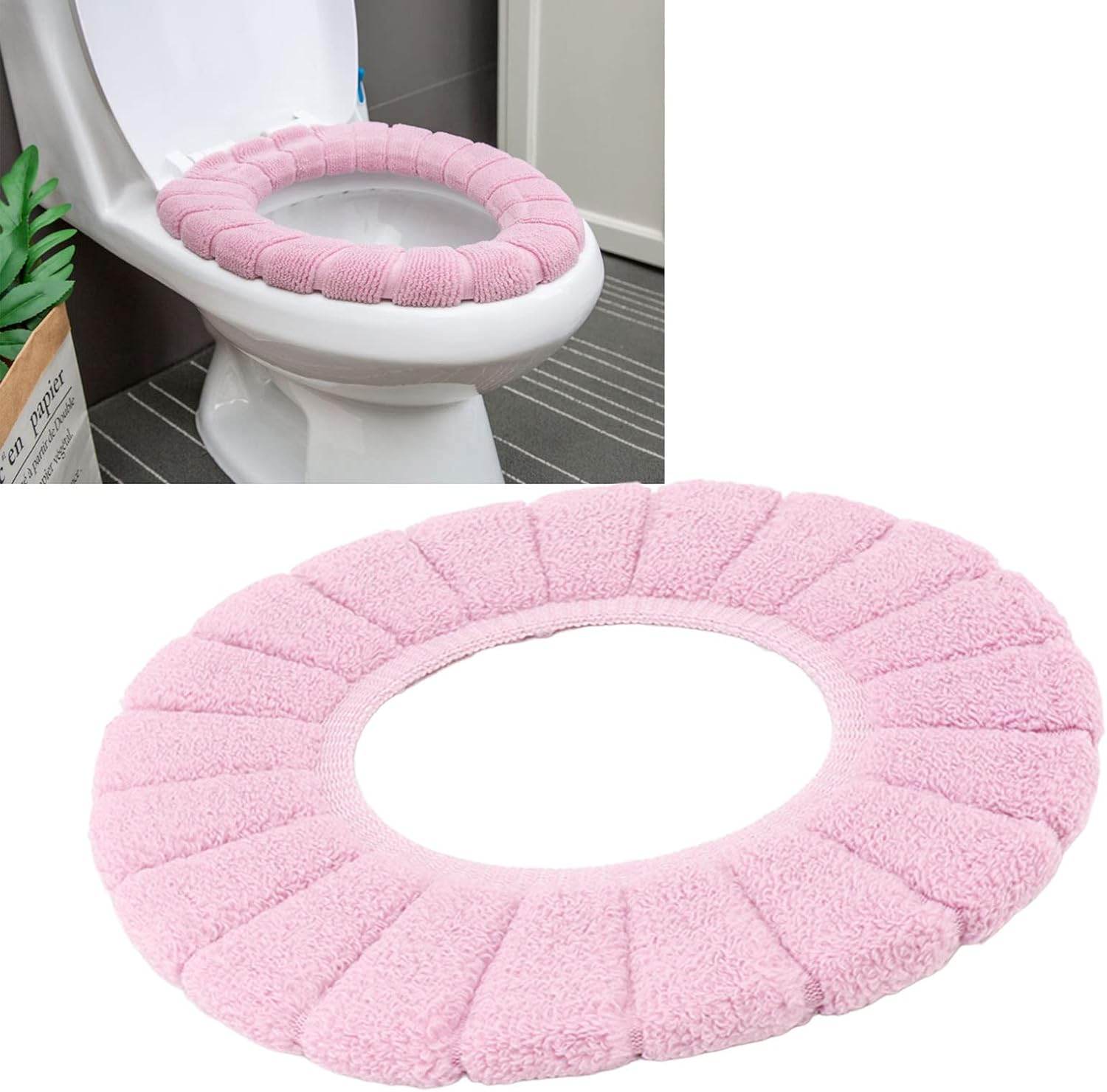 Toilet Seating Cover, Soft Reusable Toilet Seating Pad Washable for Home (Pink) image number 2