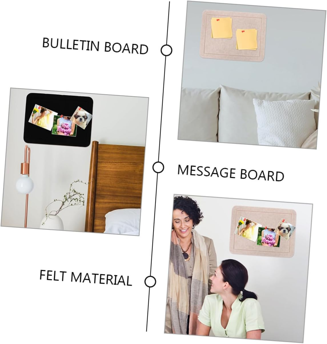 Tofficu 2Pcs Classroom Pin Board Felt Bulletin Board Memo Pushpins Wall Organizer for Office image number 4