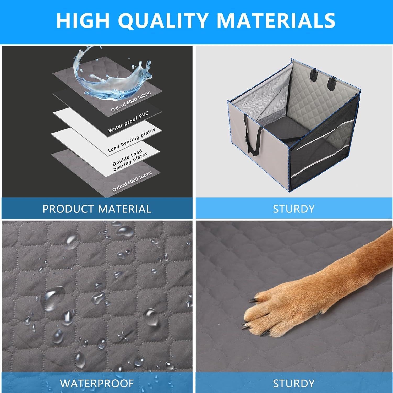 Dog Car Seat Extender for Small Large Dogs, Back Seat Extender, Pet Hammock for Back Seat Dog Bed Mattress, Pet Car Seat for Car SUV Truck (Black 56 * 56 * 54Cm) - Gray image number 5