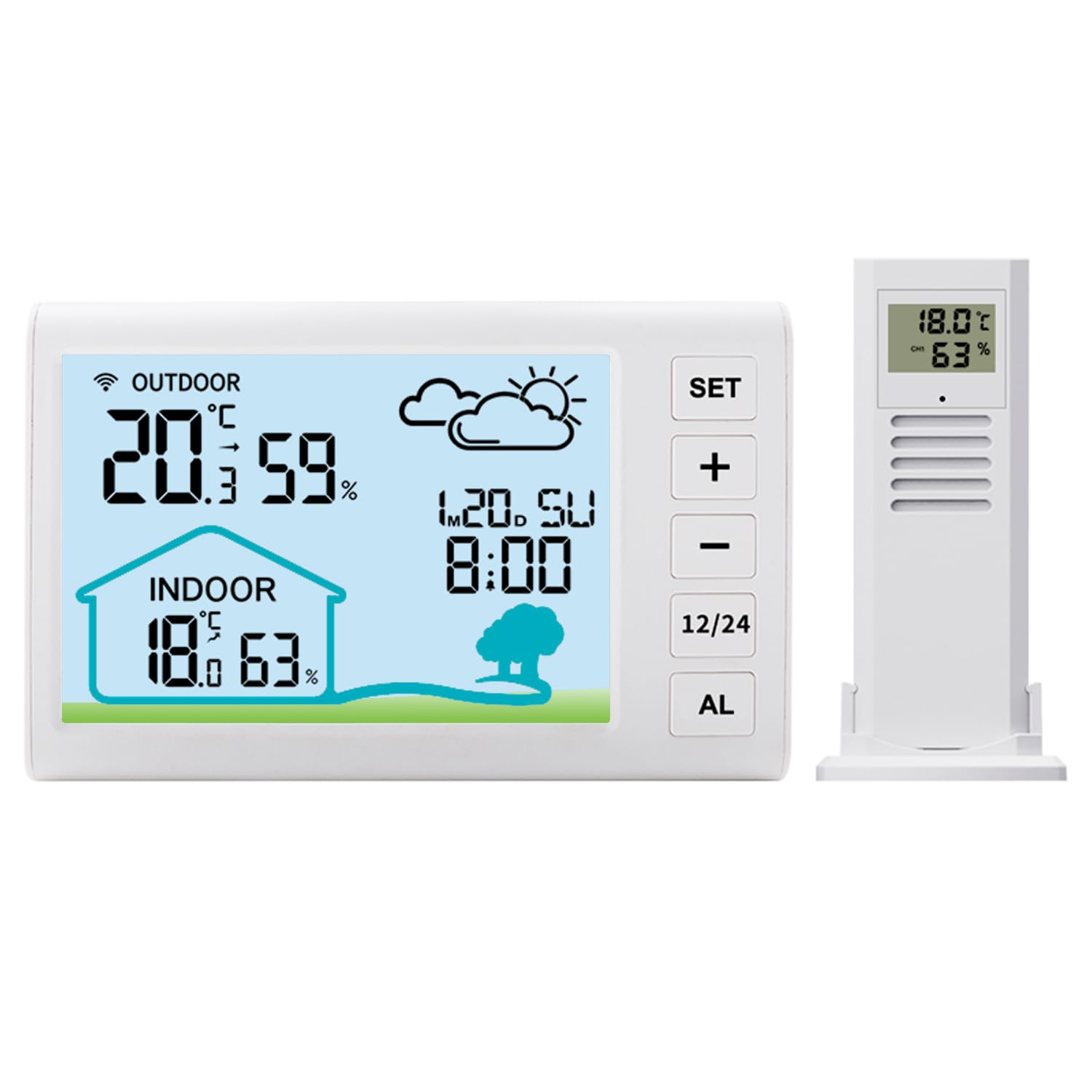 Timloon Wireless Weather Stations Indoor Outdoor Temperature Humidity Monitor with 30M-100M Range Remote Sensor, Weather Forecast, Time, Calendar, Alarm, Backlight for Home, School, Greenhouse image number 6