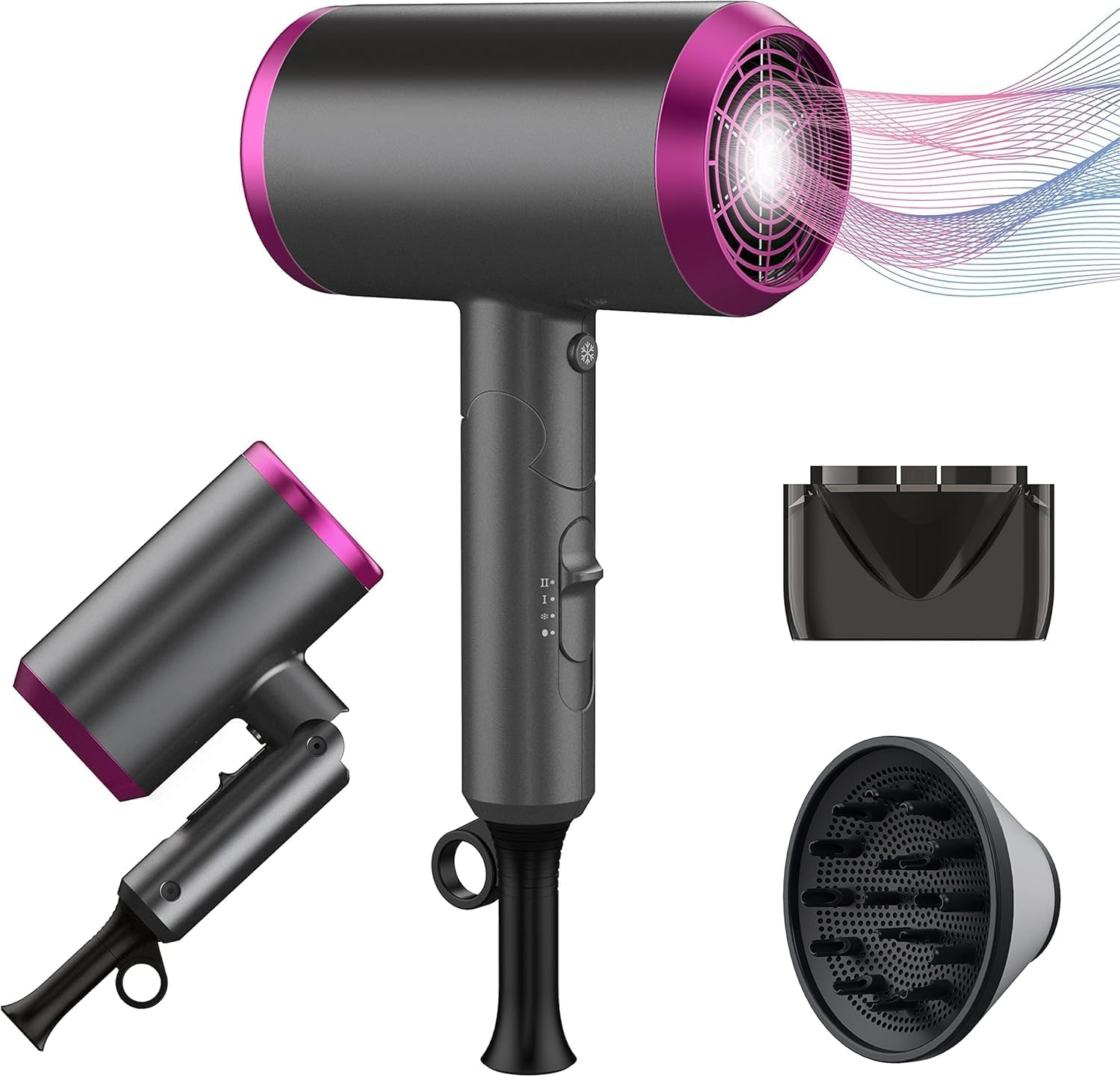 Hair Dryer (AU Plug) Professional Ionic Hairdryer with 2 Speed 3 Heat Setting, Cool Shot Button, 1 Diffuser & 2 Concentrator for Women Man with Stand image number 1