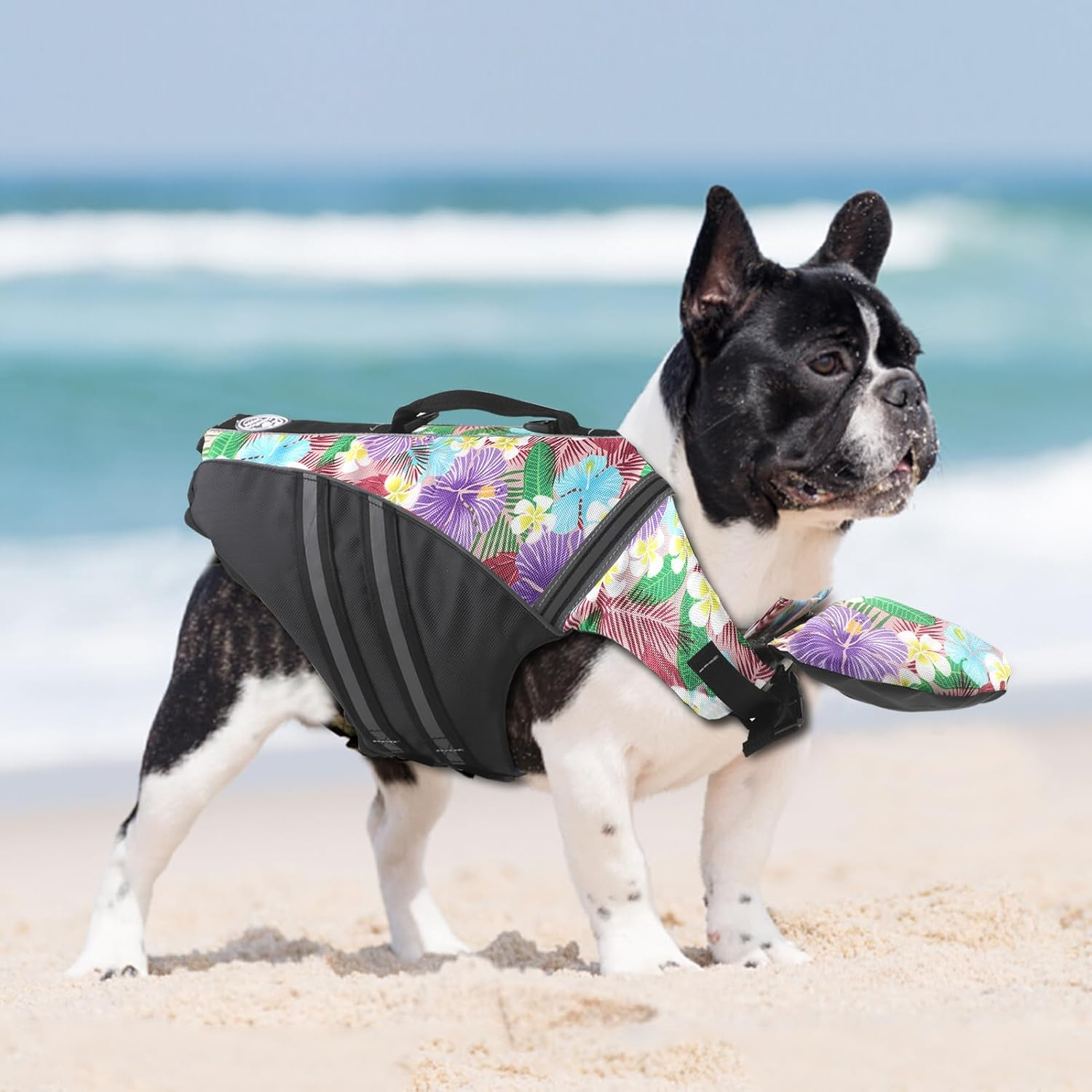 Mklhgty Dog Life Jacket, Reflective Dog Life Vest with Removable Neck Float High Buoyancy for Swimming and Boating, Ripstop Pet Safety Swimsuit Rescue Handle for Small Medium Large Dogs image number 6