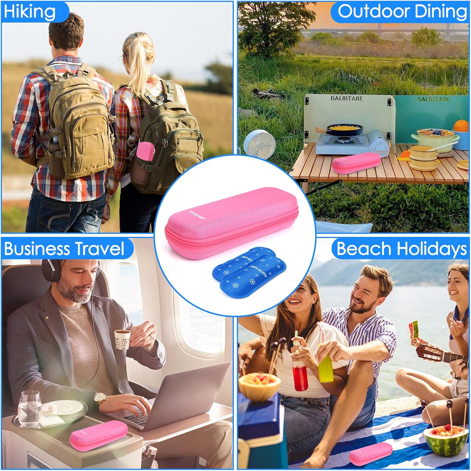 YOUSHARES Insulin Pen Cooler Travel Case, Small Insulated Medicine Travel Case with 2 X TSA Approved Ice Packs, Medication Travel Case for Insulin Pens and Medicine Storage Cold Diabetes (Red)