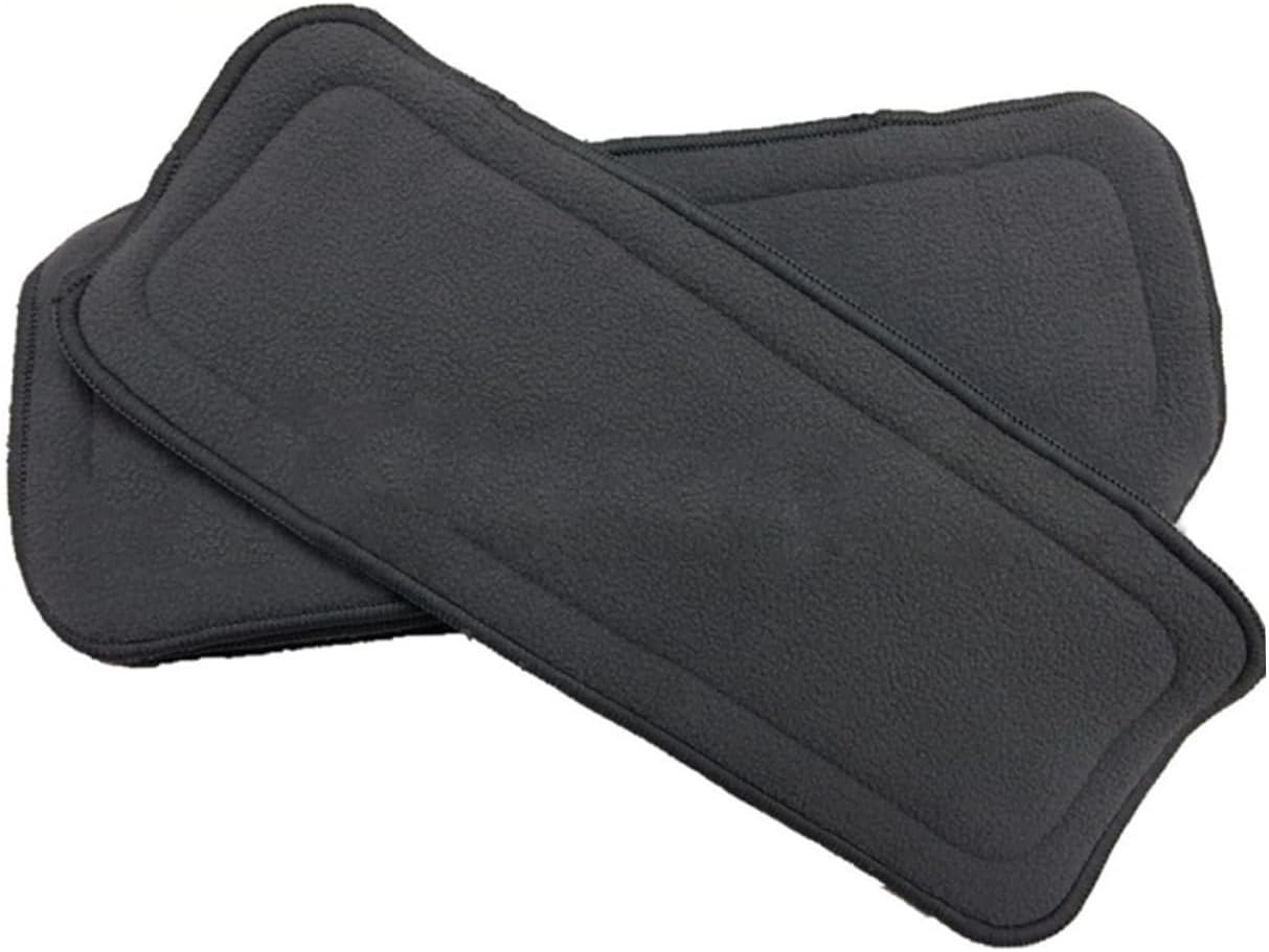 GARVALON 5-Layer Nanobamboo Charcoal Fiber Cloth Diaper Liners for Baby, Washable and Reusable Nappy Inserts, Grey, 10 Pieces Pack, Suitable for Cloth Diaper Covers and Newborn Use
