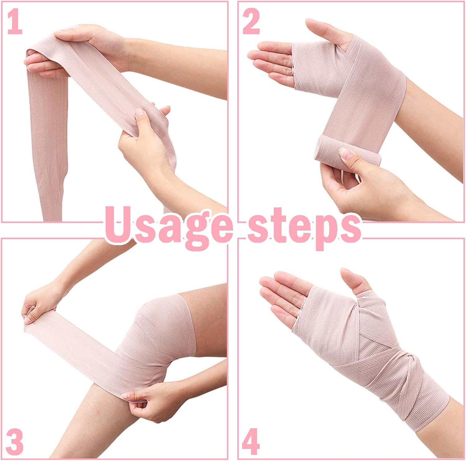 2 Pcs Compression Elastic Bandage, Elastic Bandage Wrap for Knee, Foot, Legs, Wrist, Arm, Ankle, Thigh, Calf - 10Cm X 450Cm (Length after Stretching: 450Cm) image number 4