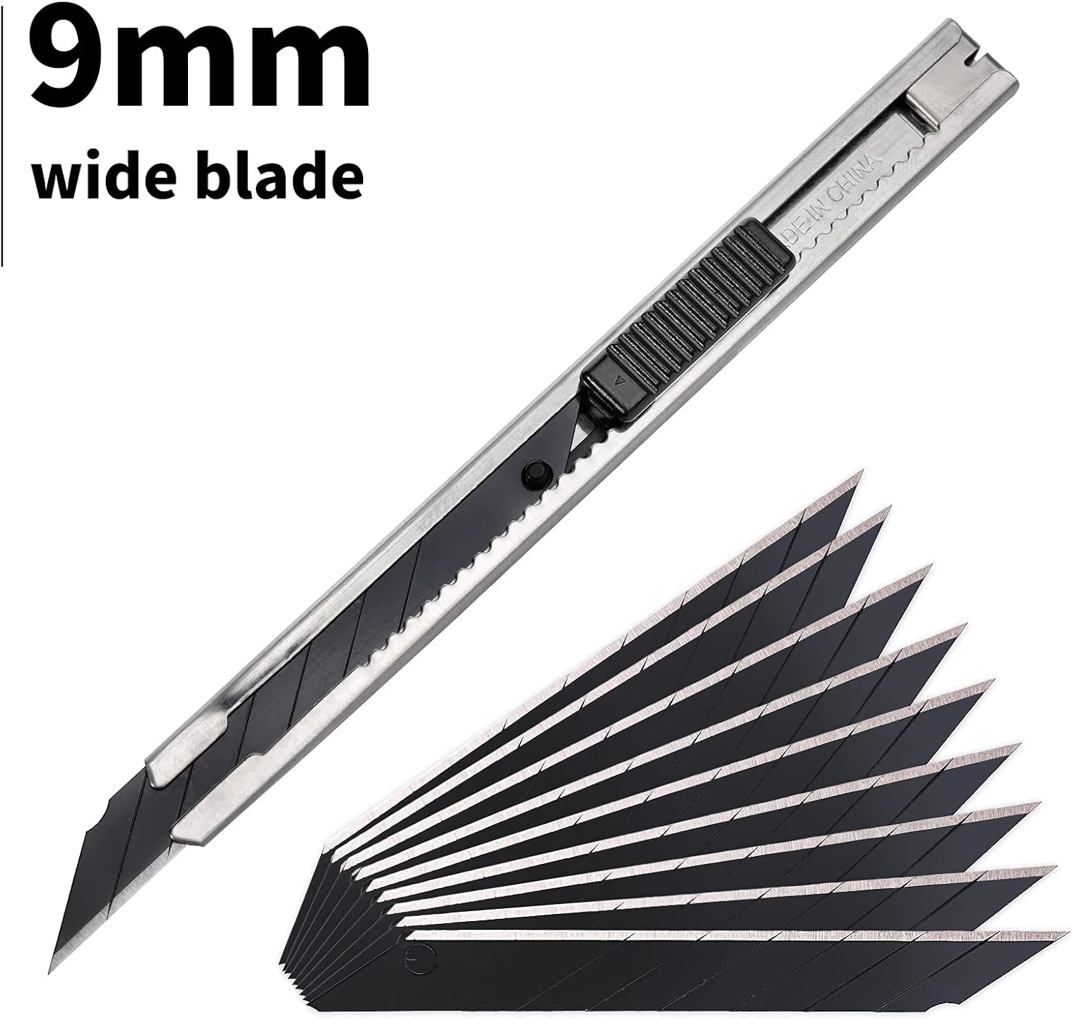 Gomake 9Mm Utility Knife Replacement Blades,30 Degree Snap off Carbon Steel Blades for Retractable Cutting Knives, Hobby, Craft Knife, Box Cutter 100Pcs-Black image number 4