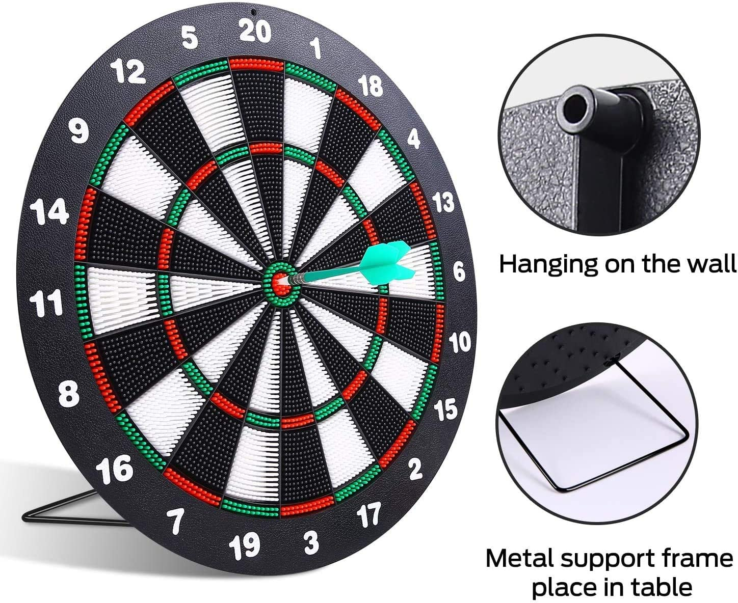 Safety Dart Board Set for Kids and Adults - 16 Inch Soft Rubber Board Game with 6 Darts for Outdoor/Indoor Family and Office - Best Game Toys Gifts for Boys Girls image number 5
