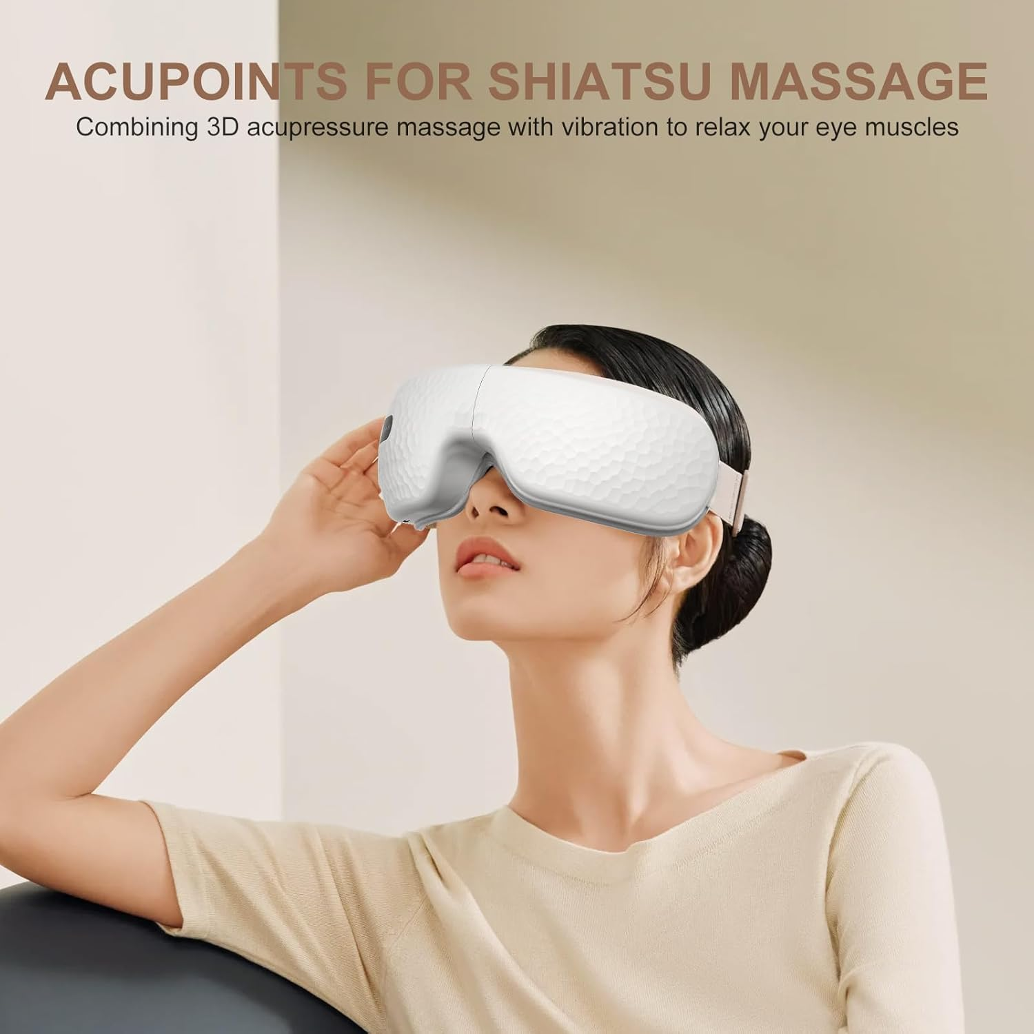 Eye Massager with Heat, Shiatsu Eye Massage Mask with Bluetooth Music, Compression, Eye Care Device for Relieve Eye Strain Dry Eyes, Heated Eye Mask Massager Improve Sleep image number 1