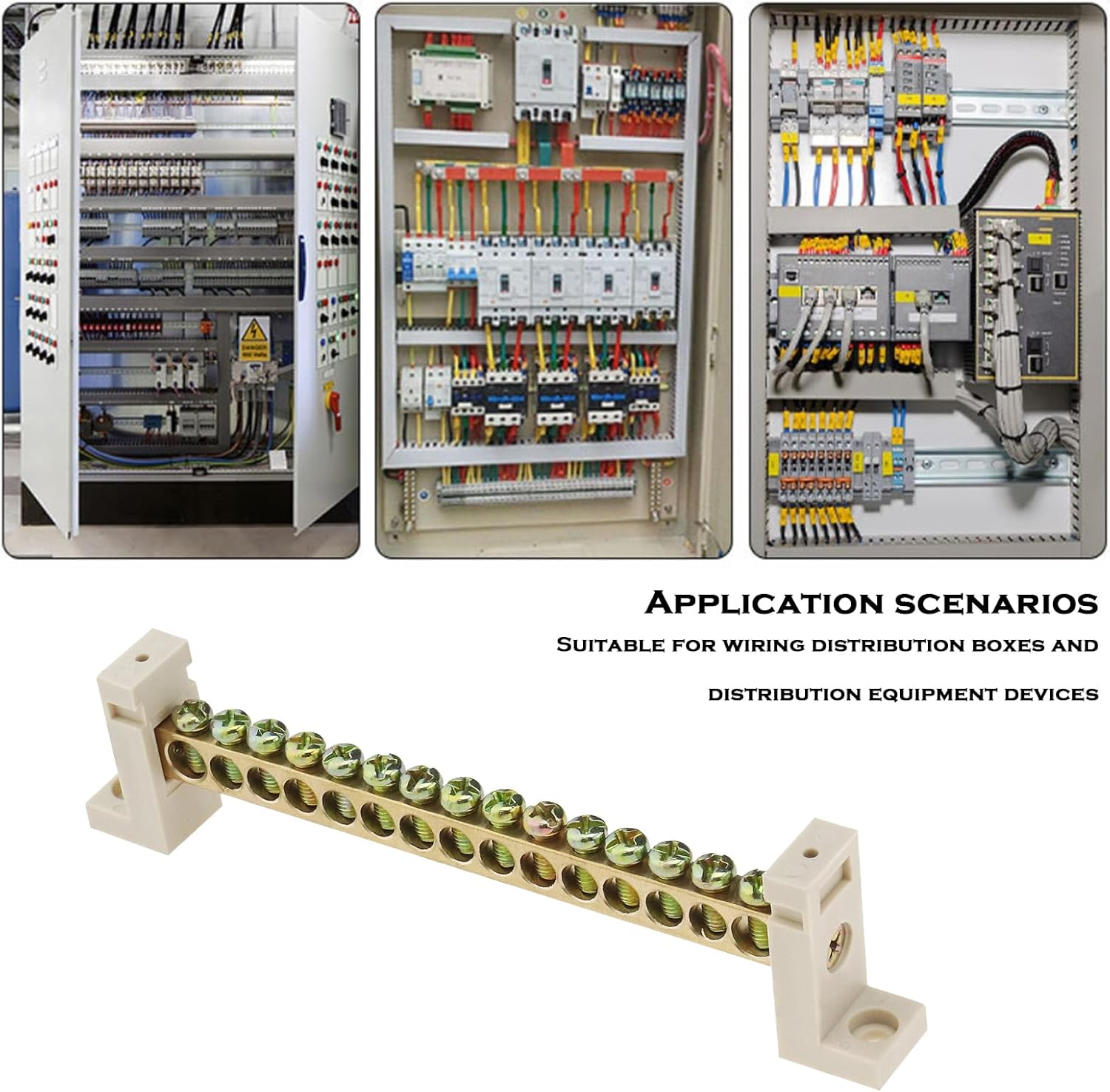 Emagtech 1PC 15 Hole Terminal Block 7 Shaped Terminal Block Copper Bar Brass Terminal Block Used to Connect Household and Ship Lines image number 1