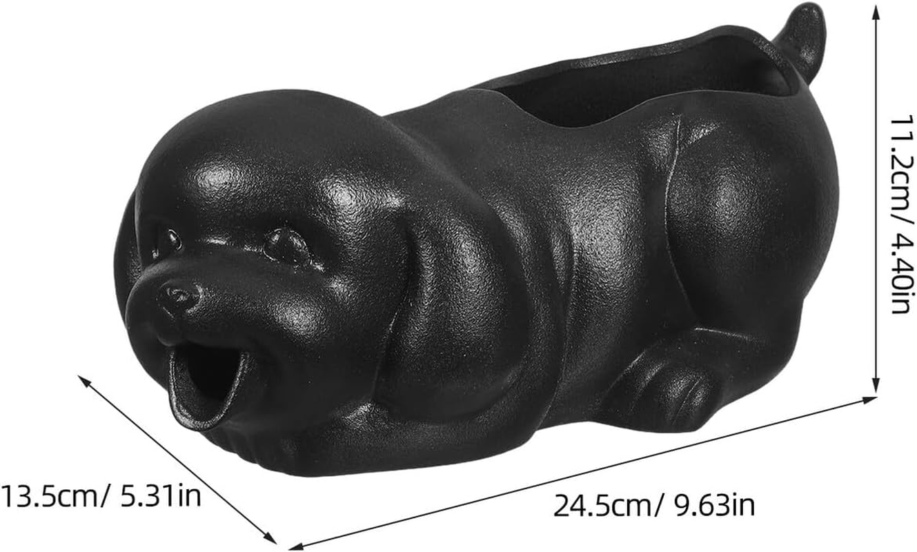 YARNOW Ceramic Dog Fountain Spitter with Planter Ceramic Fish Waterfall Feature for Indoor Outdoor Garden Natural Water Filtration Bonsai Water Feature for Fish Tank and Home Decor