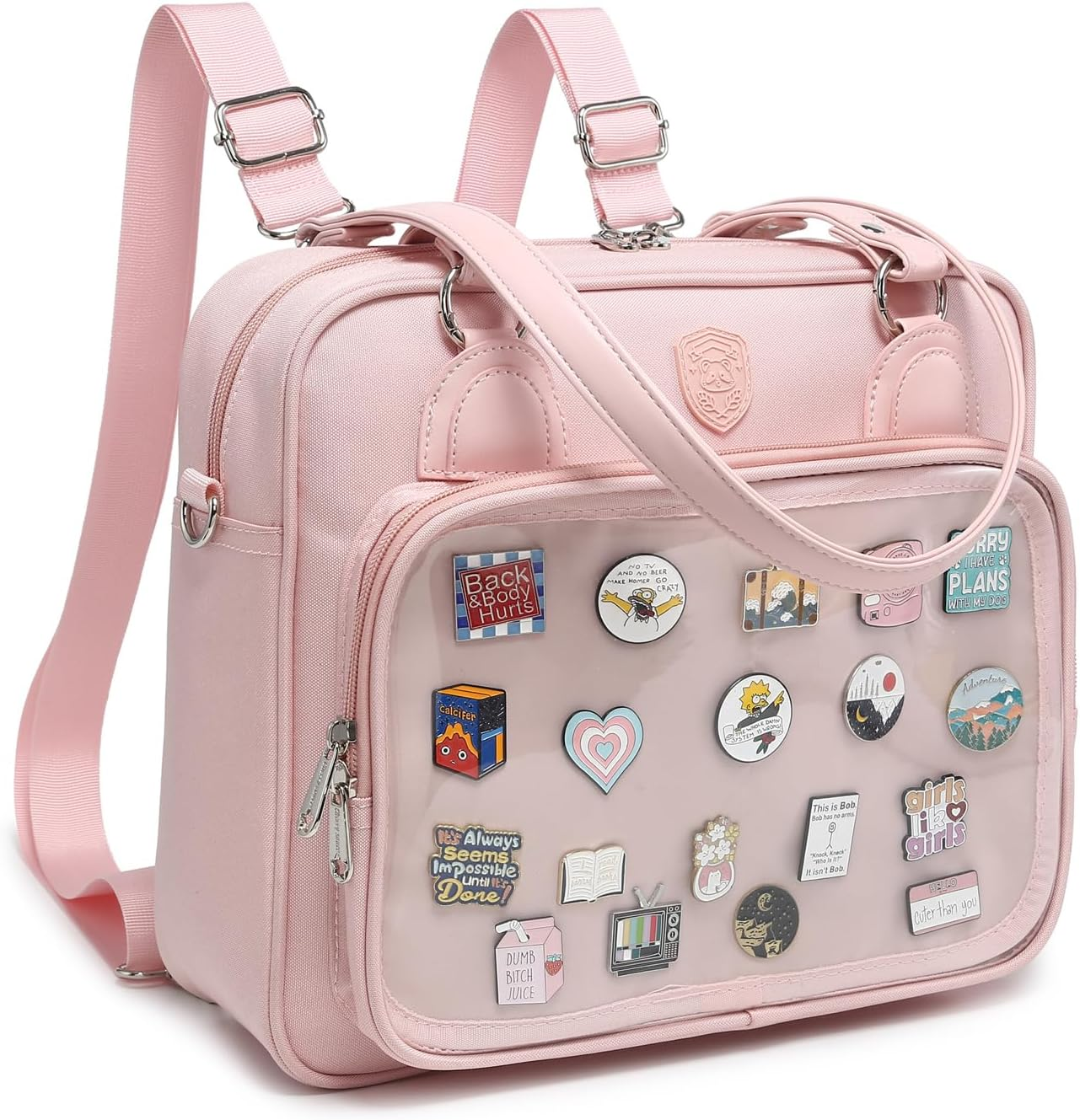 RAINBOW SMILE Ita Bag Heart Messenger Japanese School Bag Kawaii Large Anime Shoulder Handbags image number 3