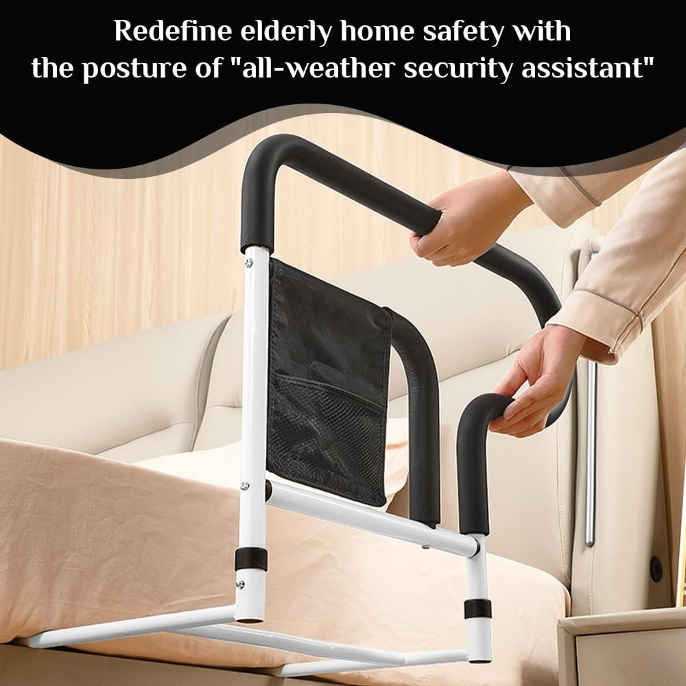 Senior Bed Rail, Bedside Support Rail with Non-Slip Ergonomic Handle and Storage Pocket, Bedroom Support Rails, for Seniors and Those with Limited Mobility image number 6