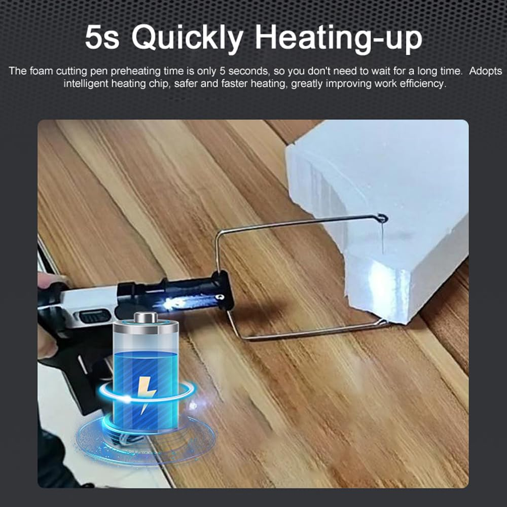 LAPOOH Portable Cordless Foam Cutter Hot Wire Foam Cutter Pen Styrofoam Cutting Tools Kit Electronic Soldering Kit Multifunctional Engraving Pen 5 Seconds Heating-Up with LED Light image number 4