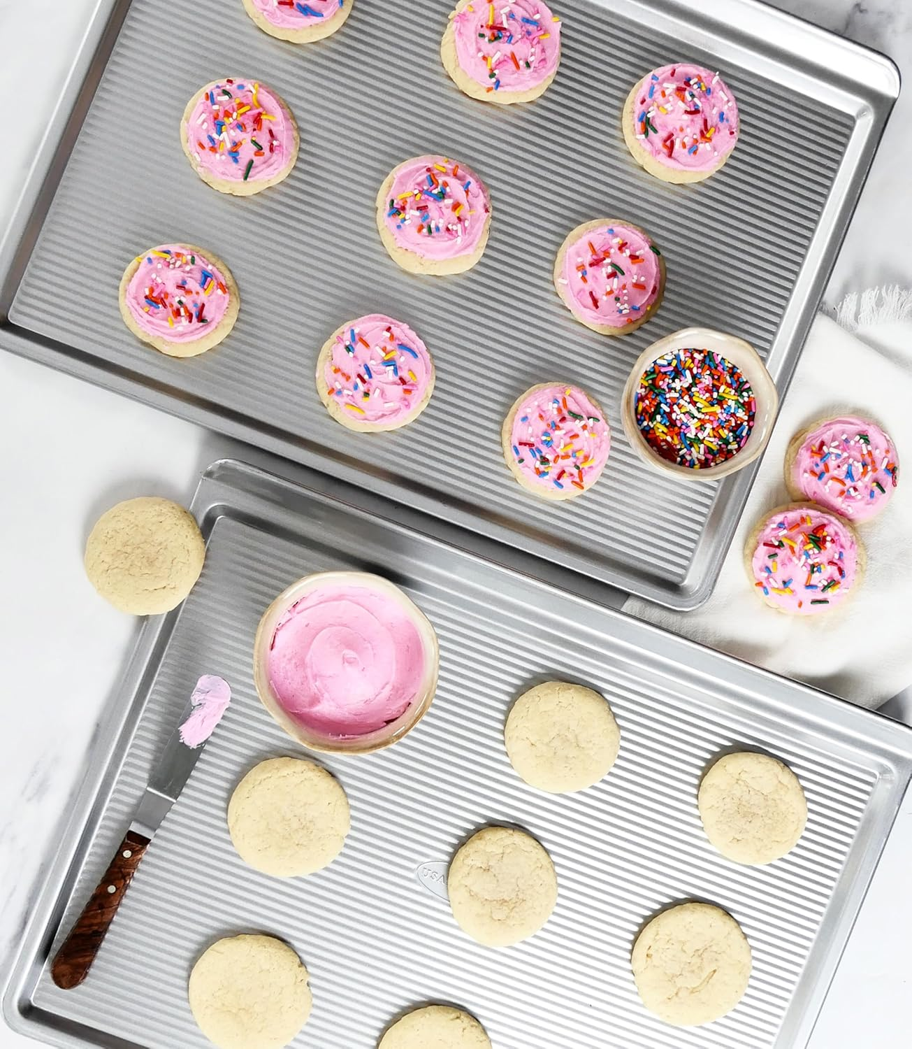 USA Pan Bakeware Cookie Sheet, Warp Resistant Nonstick Baking Pan, Made in the USA from Aluminized Steel, Large Set of 2 image number 5