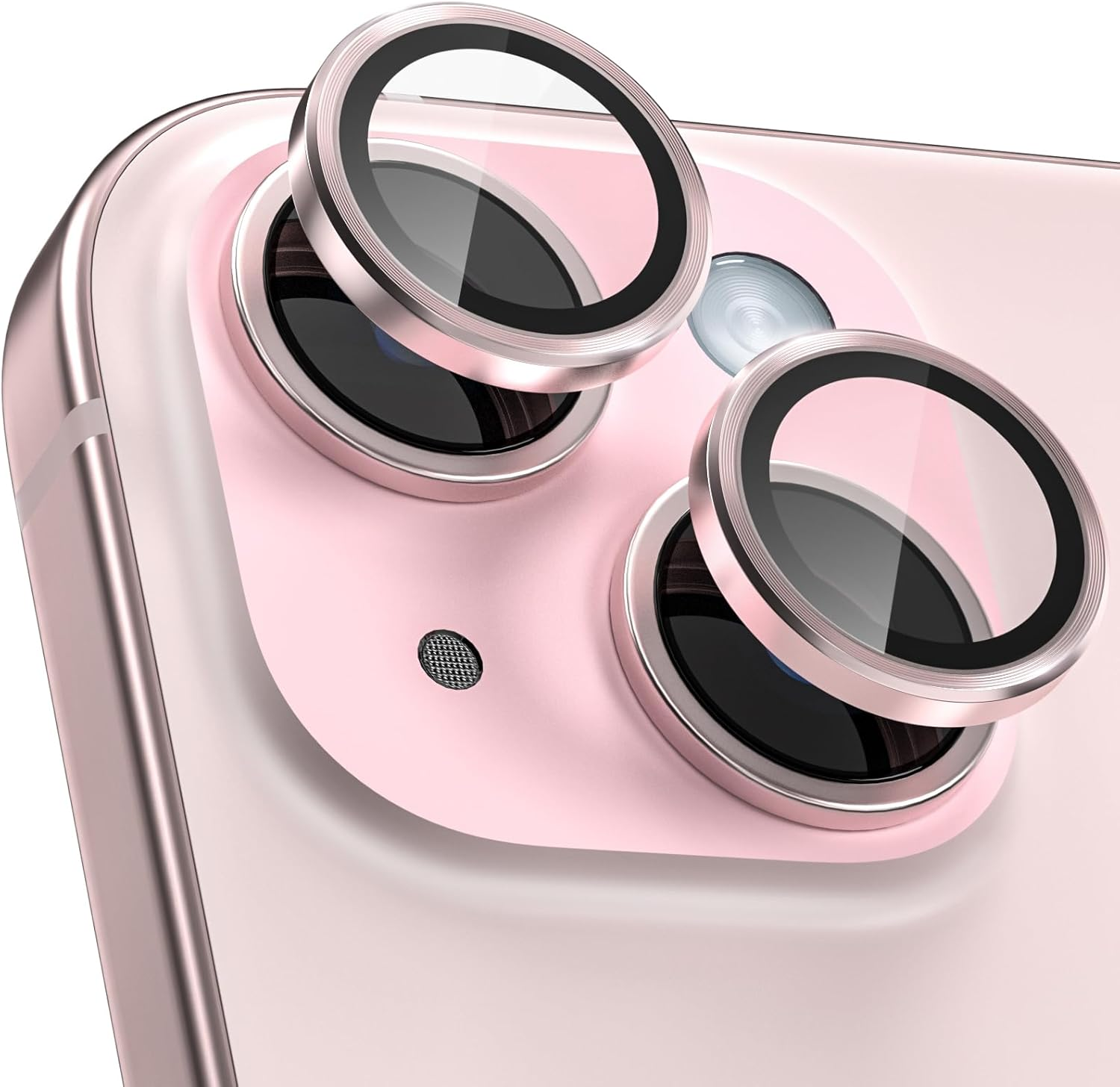 Cloudvalley for Iphone 15 Plus/Iphone 15 Camera Lens Protector, Ultra-Hd Tempered Glass Camera Cover [Case-Friendly] Metal Individual Lens Screen Protective Ring, Black