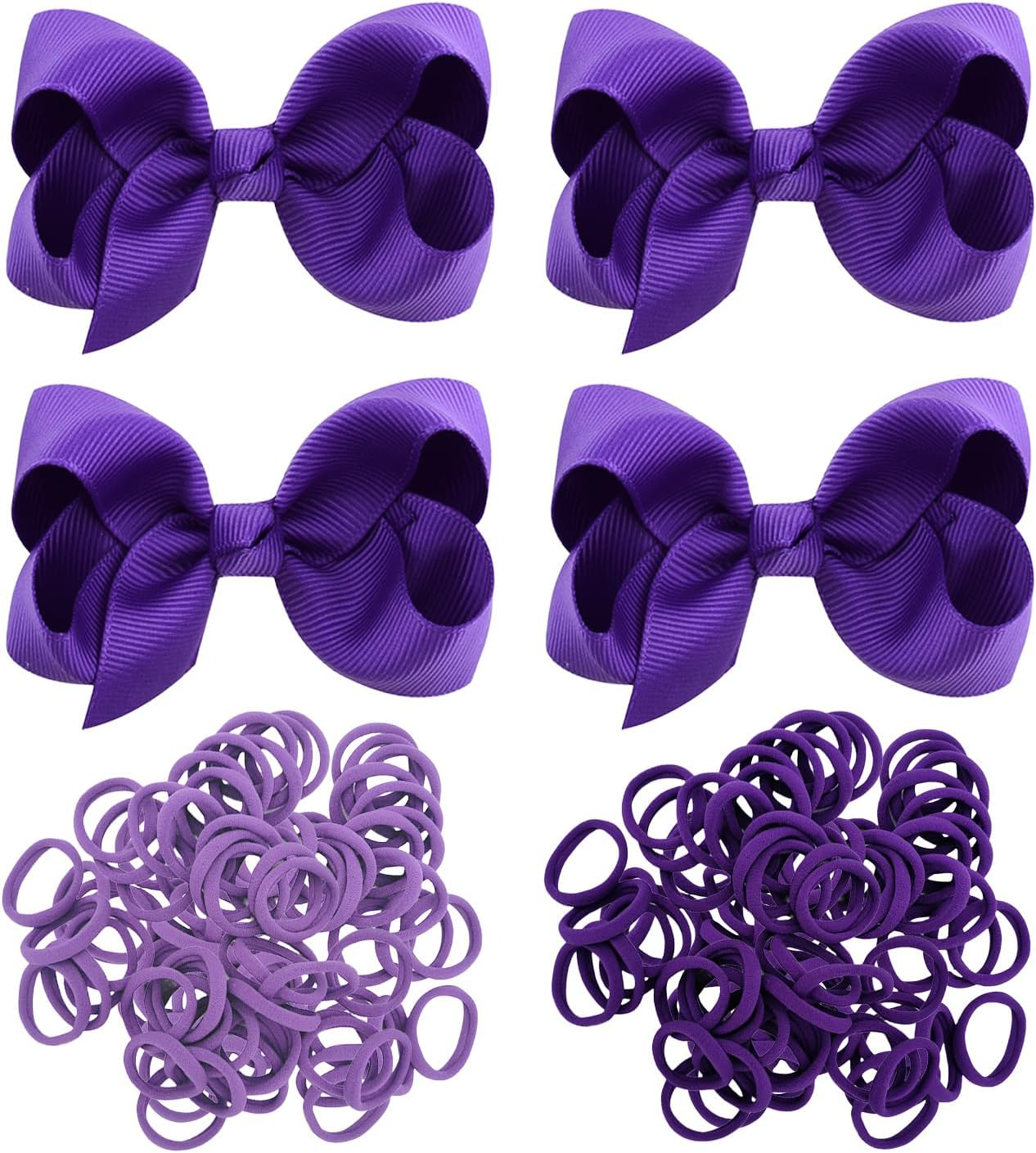 4 Purple Hair Accessories, Pack of 50 Women'S Hair Ties, Women'S Bow Hair Clips, Girls Bow Hair Accessories, Suitable for Daily Wear and Match with School Uniforms image number 2