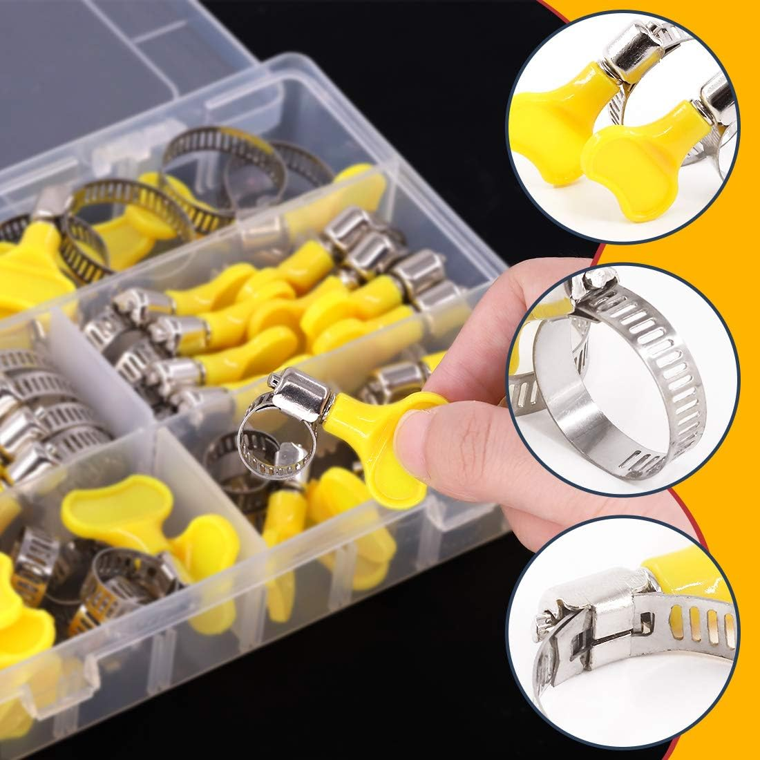 Hilitchi 40 Piece 8-29Mm Key-Type Adjustable Hose Clamp Assortment Kit image number 3