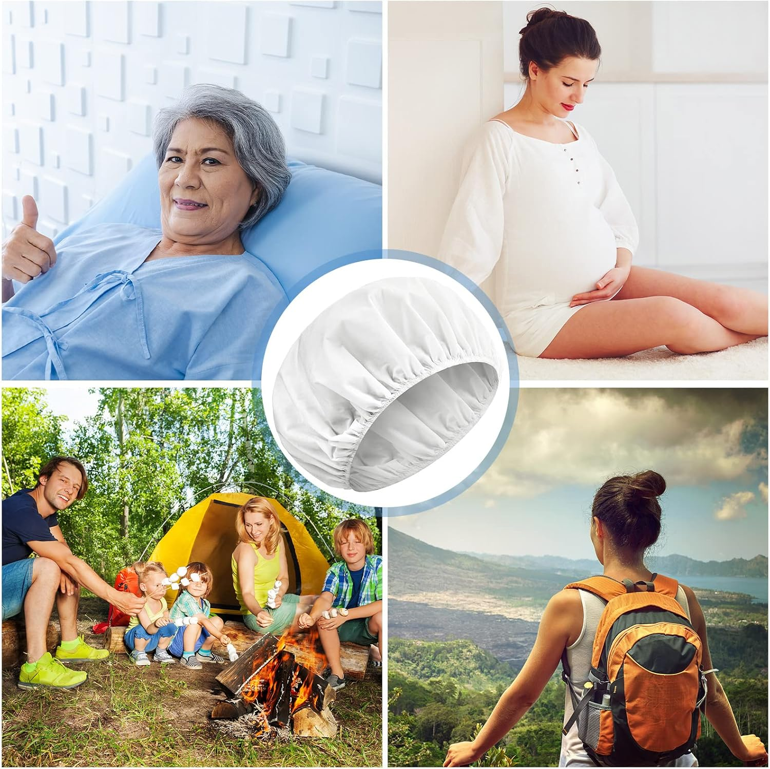 Hicarer 15 Pcs Waterless Shampoo Caps for Elderly Women Bedridden Patients Rinse Free Dry Hair Washing Microwaveable Shower Disposable Dementia Product Essentials for Post Surgery and Hospital Stays image number 4