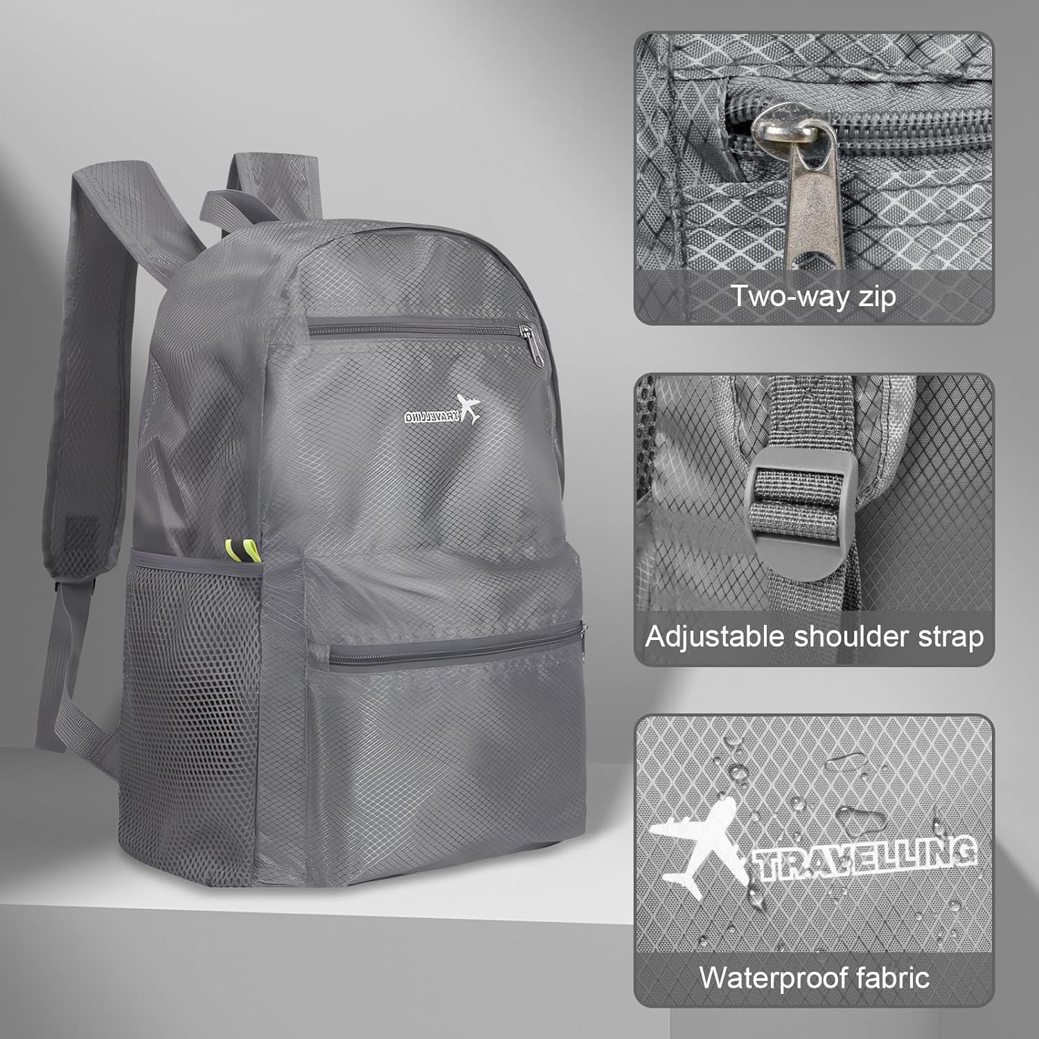 Foldable Hiking Backpack, Foldable Backpack, Ultra Lightweight Rucksack, Unisex Packable Backpack for Men Women, Waterproof Travel Daypack for Outdoor Sport Biking Hiking Climbing image number 1