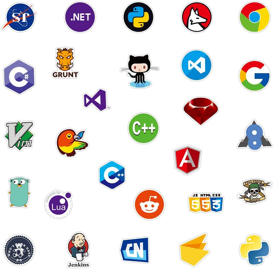 Cartoon Programming Stickers,100 PCS Internet Software Graffiti Vinyl Waterproof Decals for Water Bottles Computer Bicycle Skateboard Luggage Phone Pad Laptop Kids Teens Stickers Pack - Burger image number 6