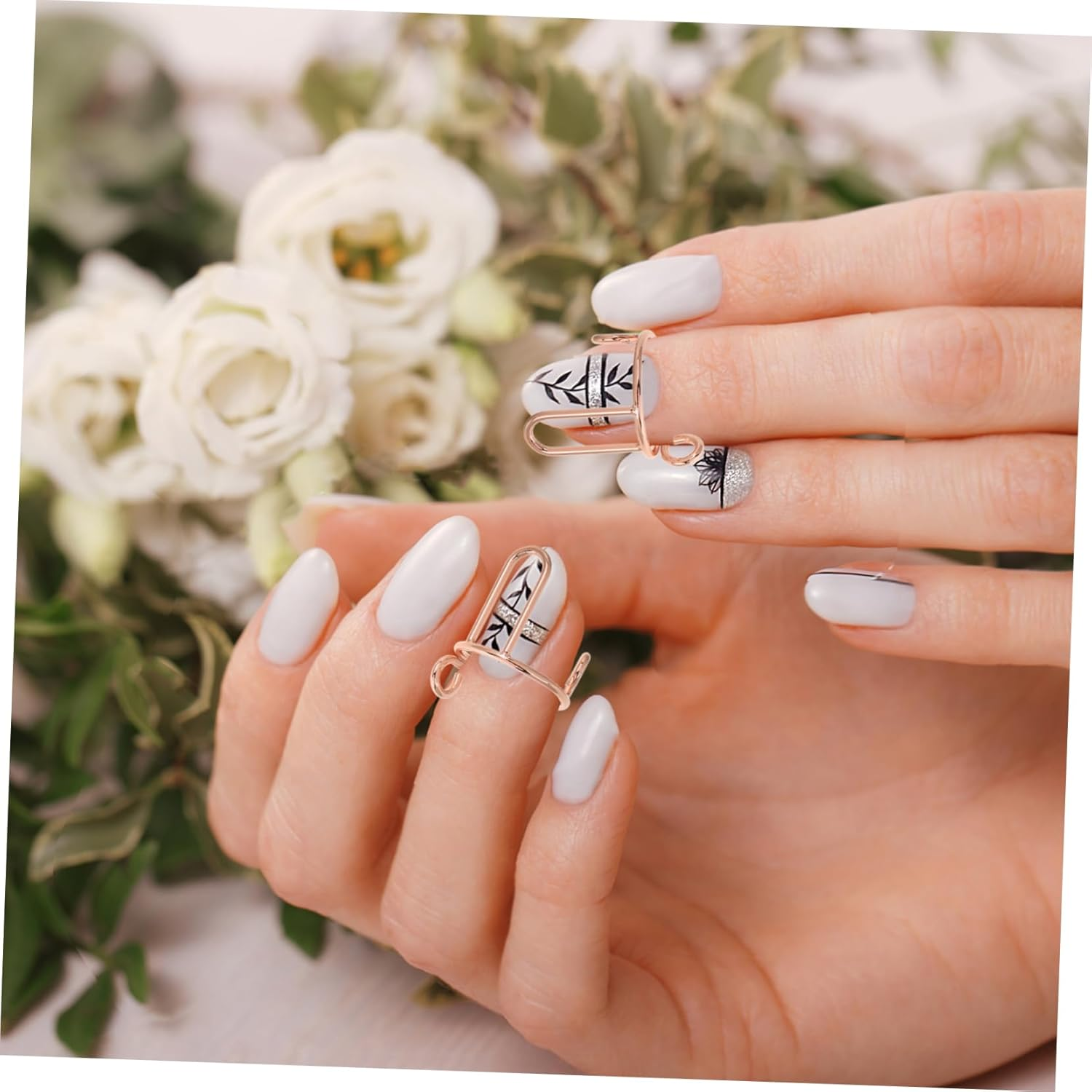 Ipetboom 10Pcs Wudu Nail Rings Adjustable Metal Fingernail Rings Detachable Fingertip for Manicure Art Photo Nails