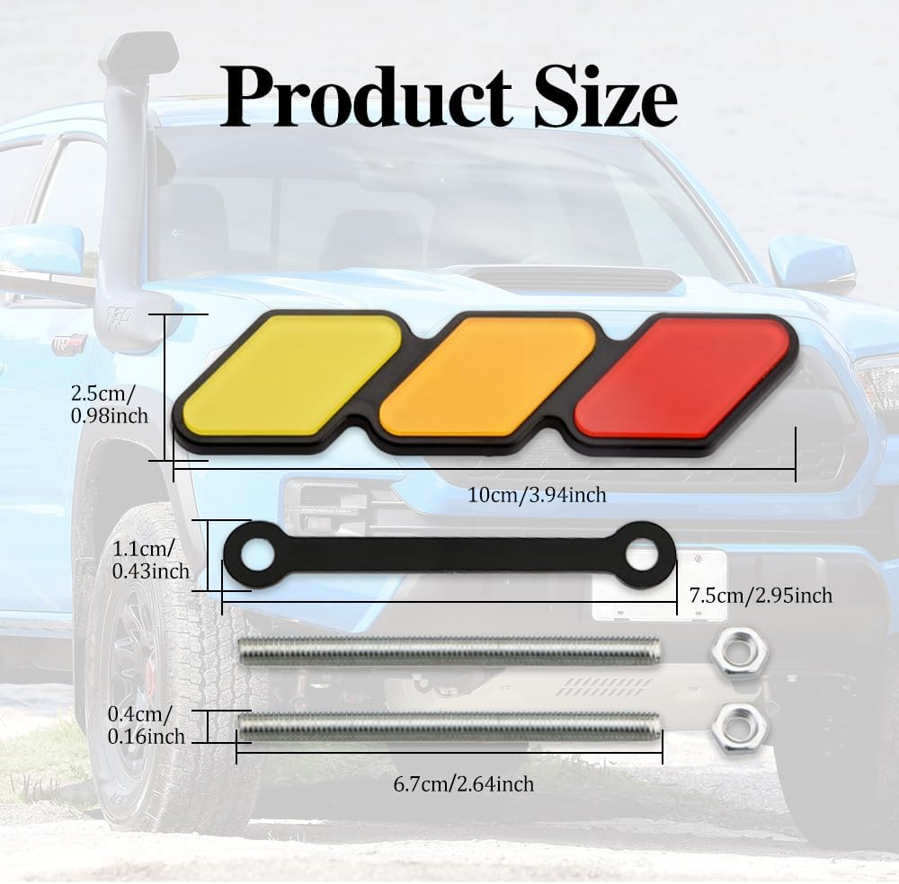 TRD 3-Color Upgrade Emblem, Grille Insert Trims, Tri-Color Badge Car Decoration Accessories Fit for Tacoma 4Runner Tundra Sequoia Rav4 Highlander (Yellow Orange Red) - Grey White image number 4
