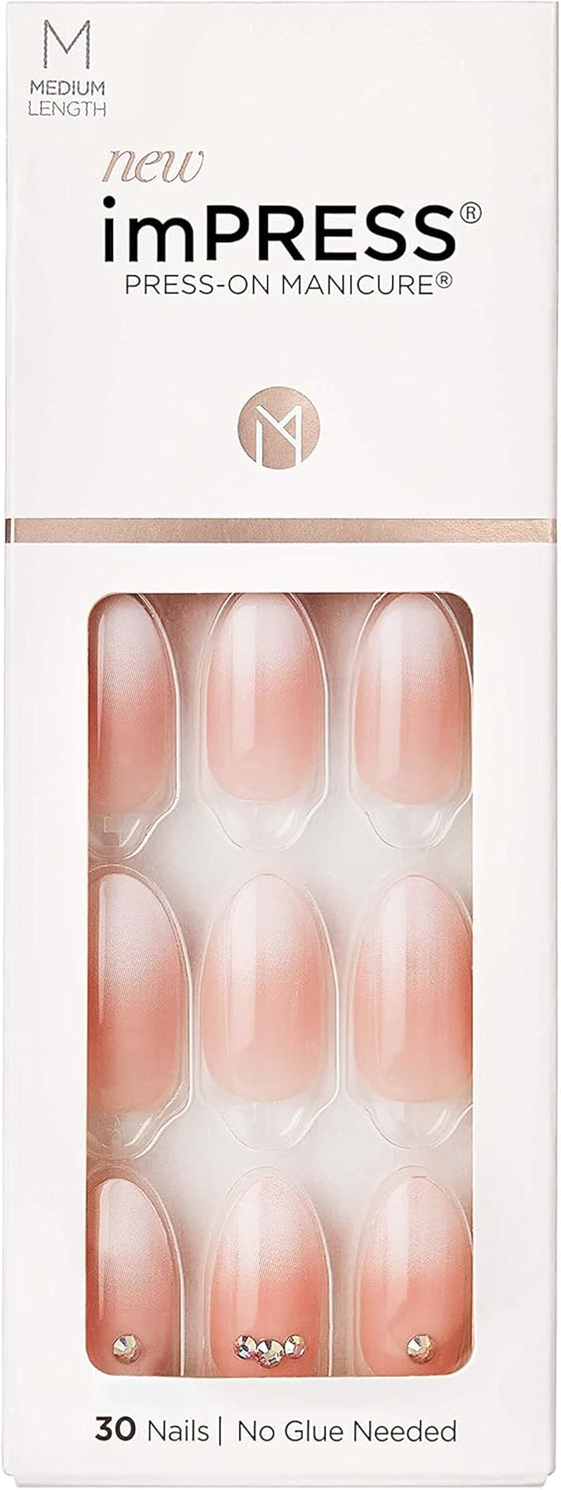 KISS Impress Press-On Manicure, Awestruck, Medium Length Square, with Purefit Technology, Includes Prep Pad, Mini File, Cuticle Stick, and 30 Fake Nails image number 4