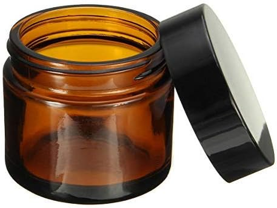 Sgerste Brown Amber Glass Jar round Empty Black Lid Cream Balm Jar Storage Container 60Ml image number 6