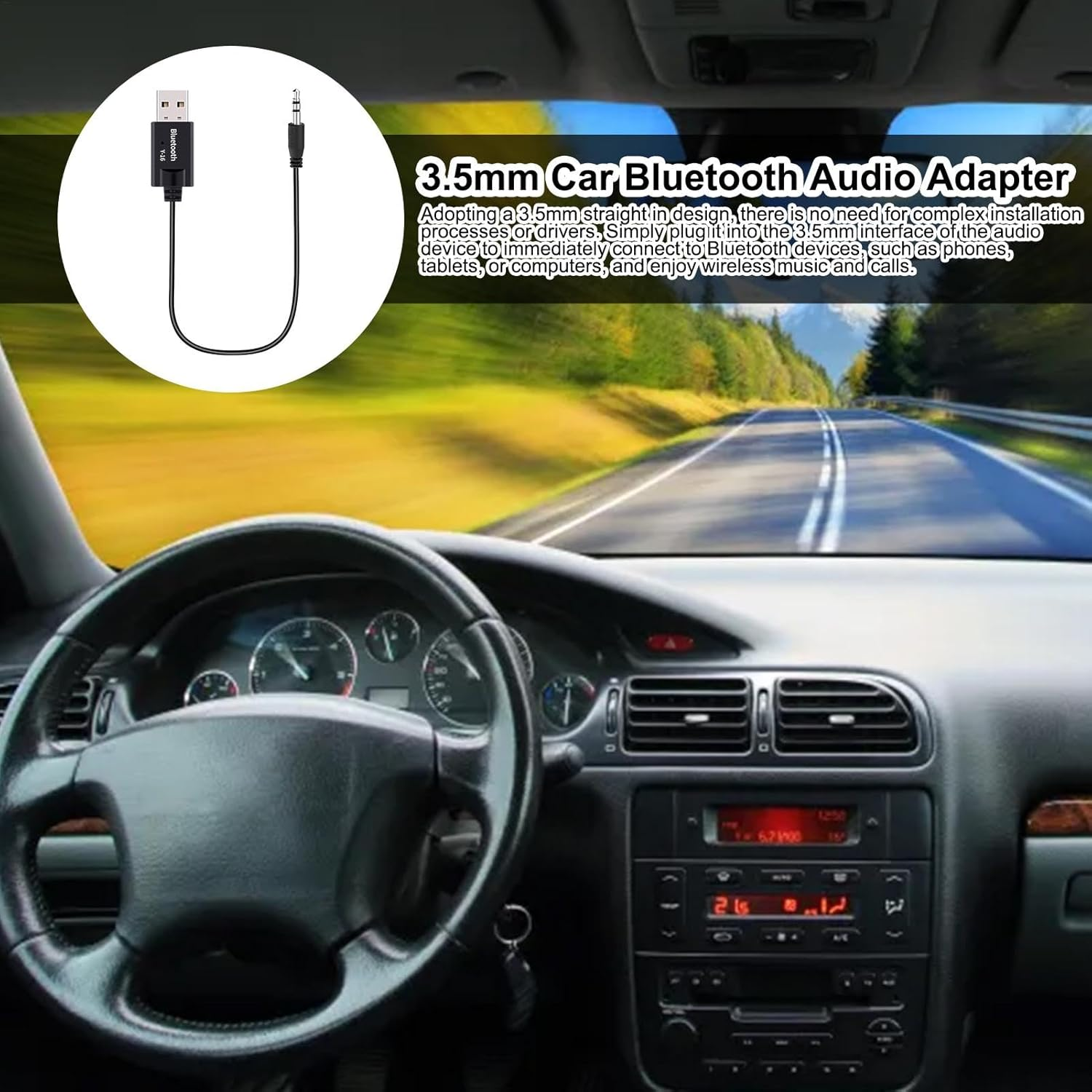 USB to Audio Jack Adapter - Plug and Play, USB to 3.5Mm Audio Jack BT4.2 Receiver - Hi-Fi Music, Audio Car Stereo Jack Cables USB Cord for Car Stereo Home Speakers image number 4