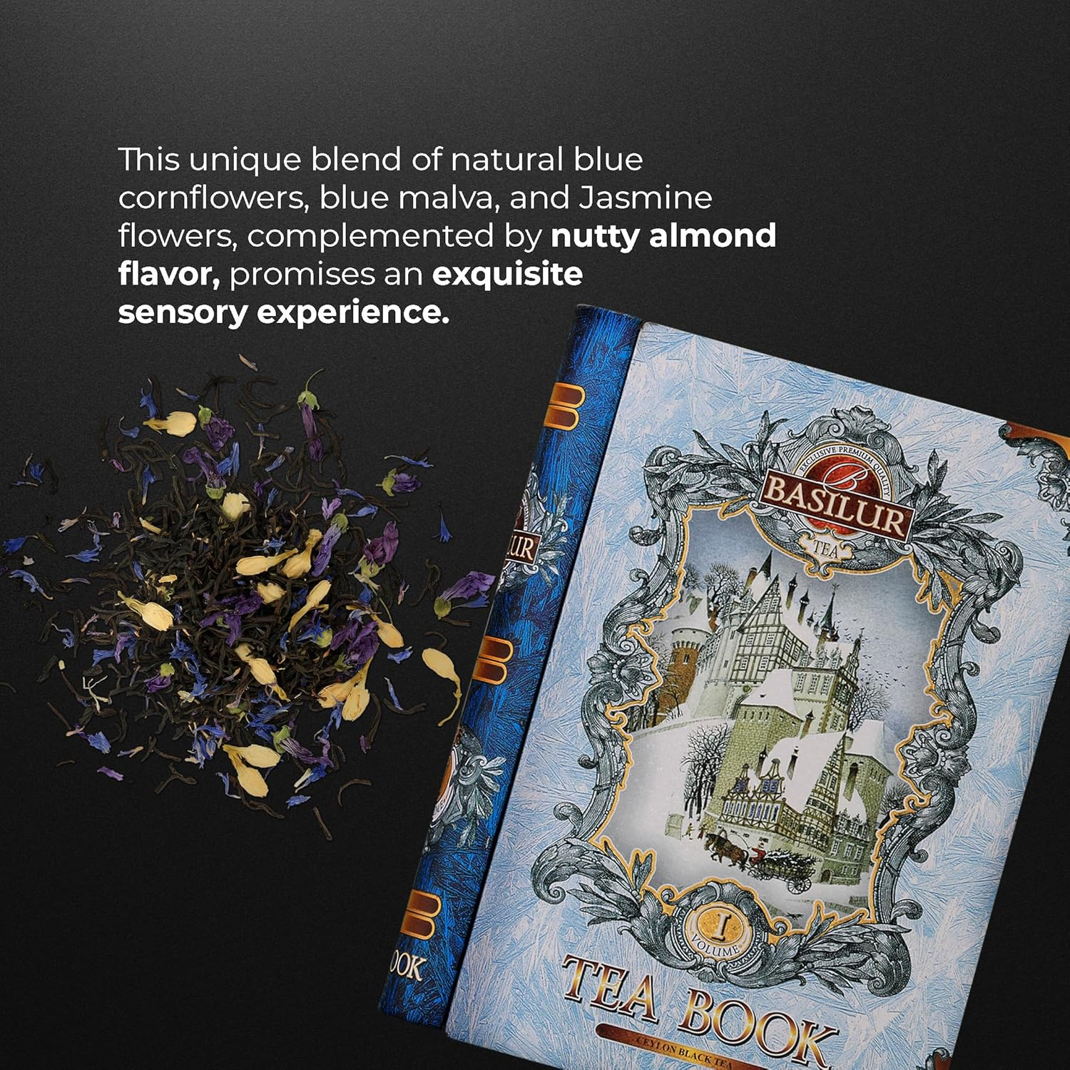 Basilur Tea Book I - Black Tea with Blue Cornflower, Malva, & Jasmine Flowers - 100G Loose Leaf | Premium Ceylon Blend image number 1