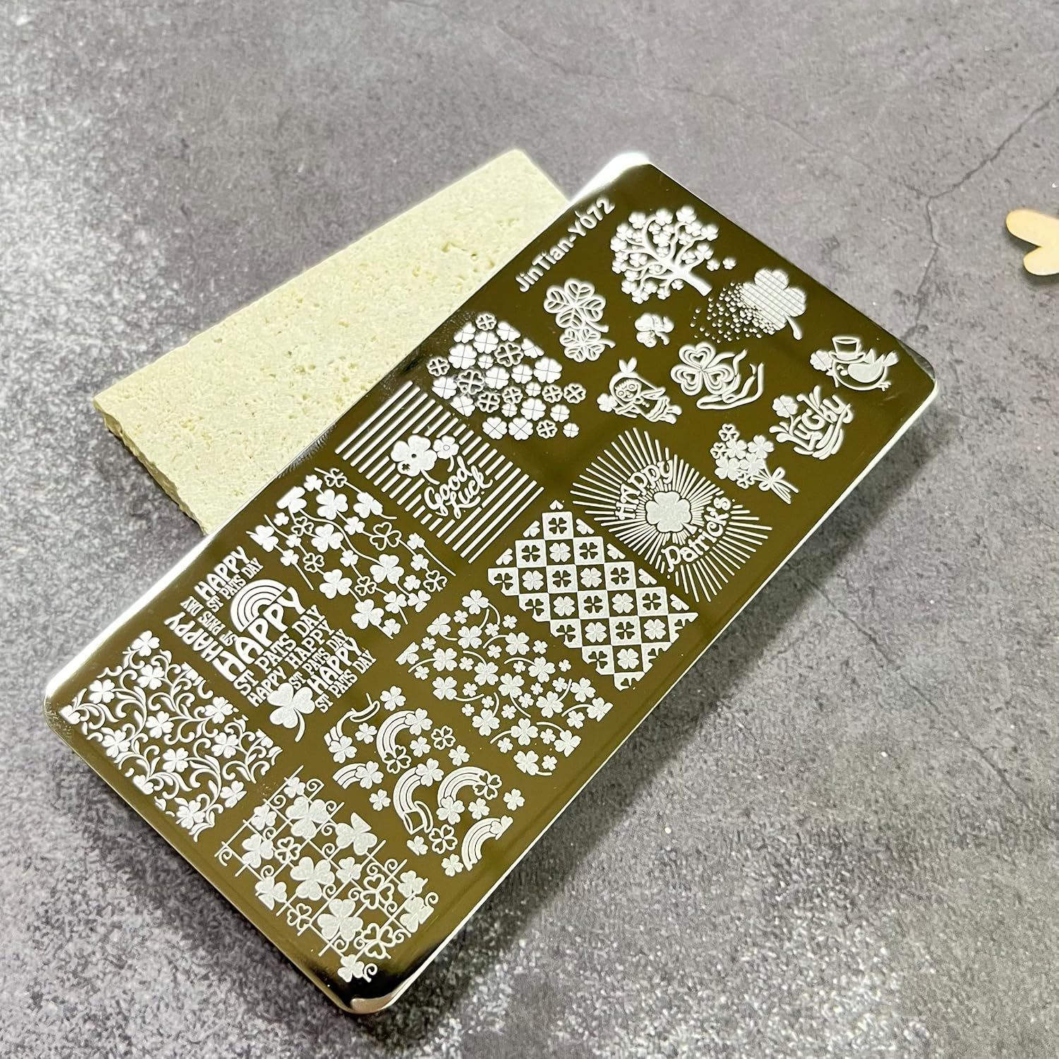 St Patricks Day Nail Stamping Plate Spring Shamrock Nail Stamping Plates Irish March 17Th Nail Decorations Polish Gel Nail Art Stamping Template Set Manicure Stencils Tool - 4Th Of July image number 5